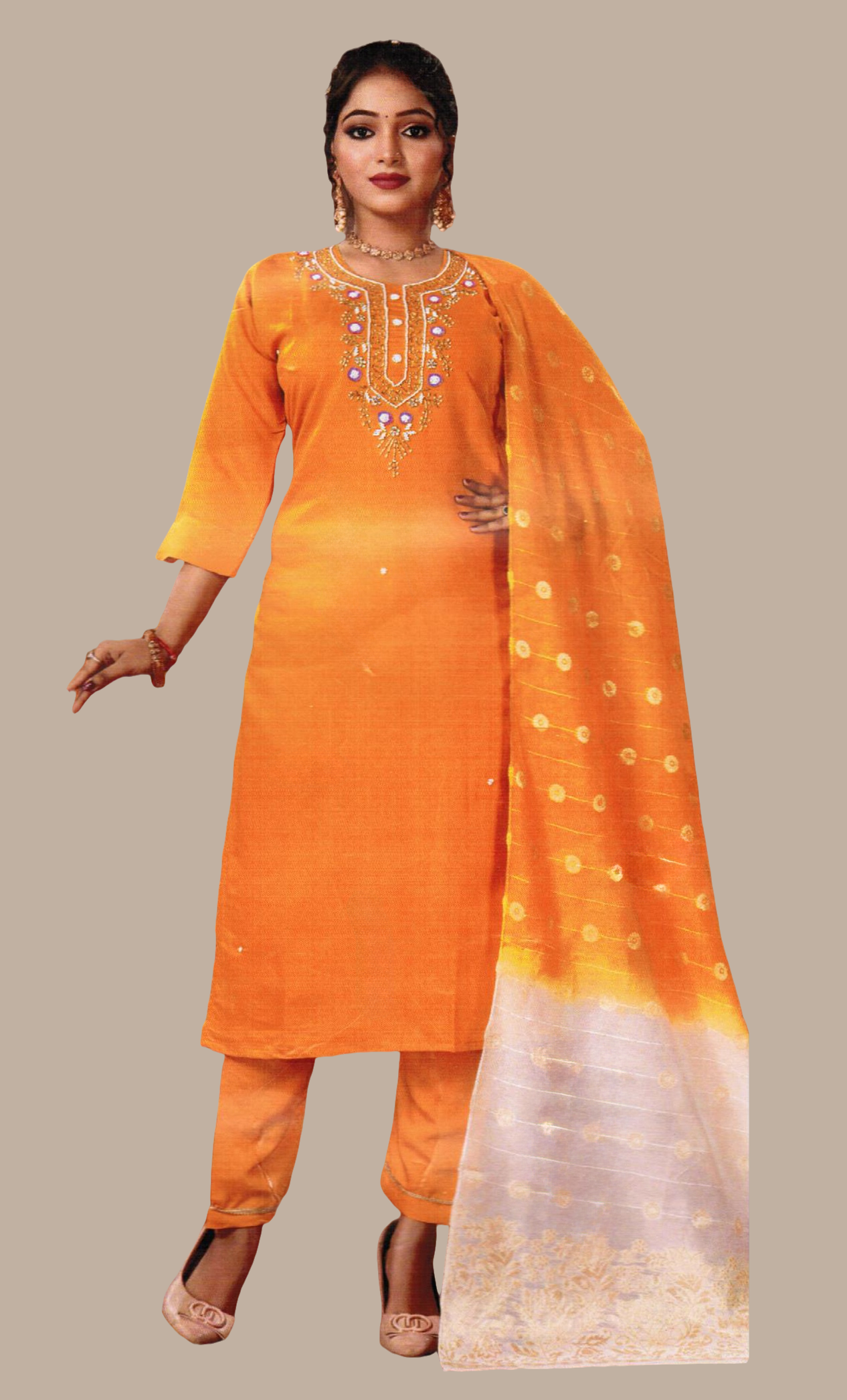 Deep Mustard Embroidered Punjabi