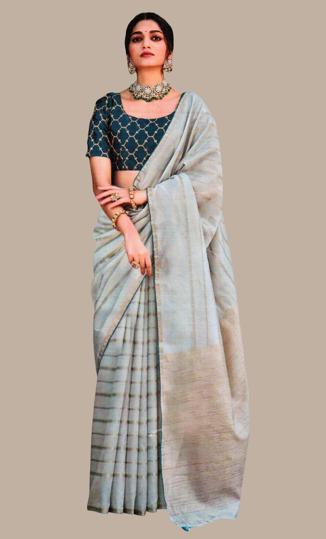 Grey Embroidered Sari