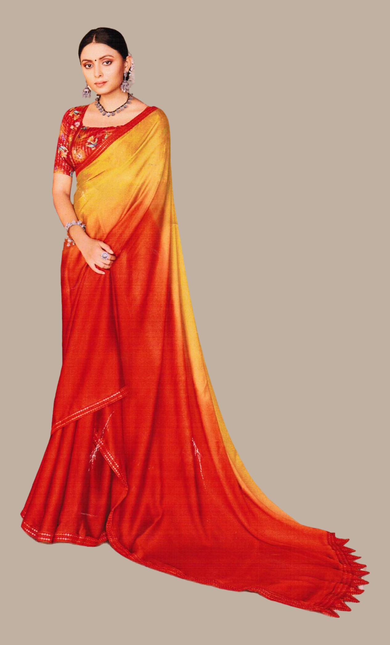 Rose Red Shaded Sari