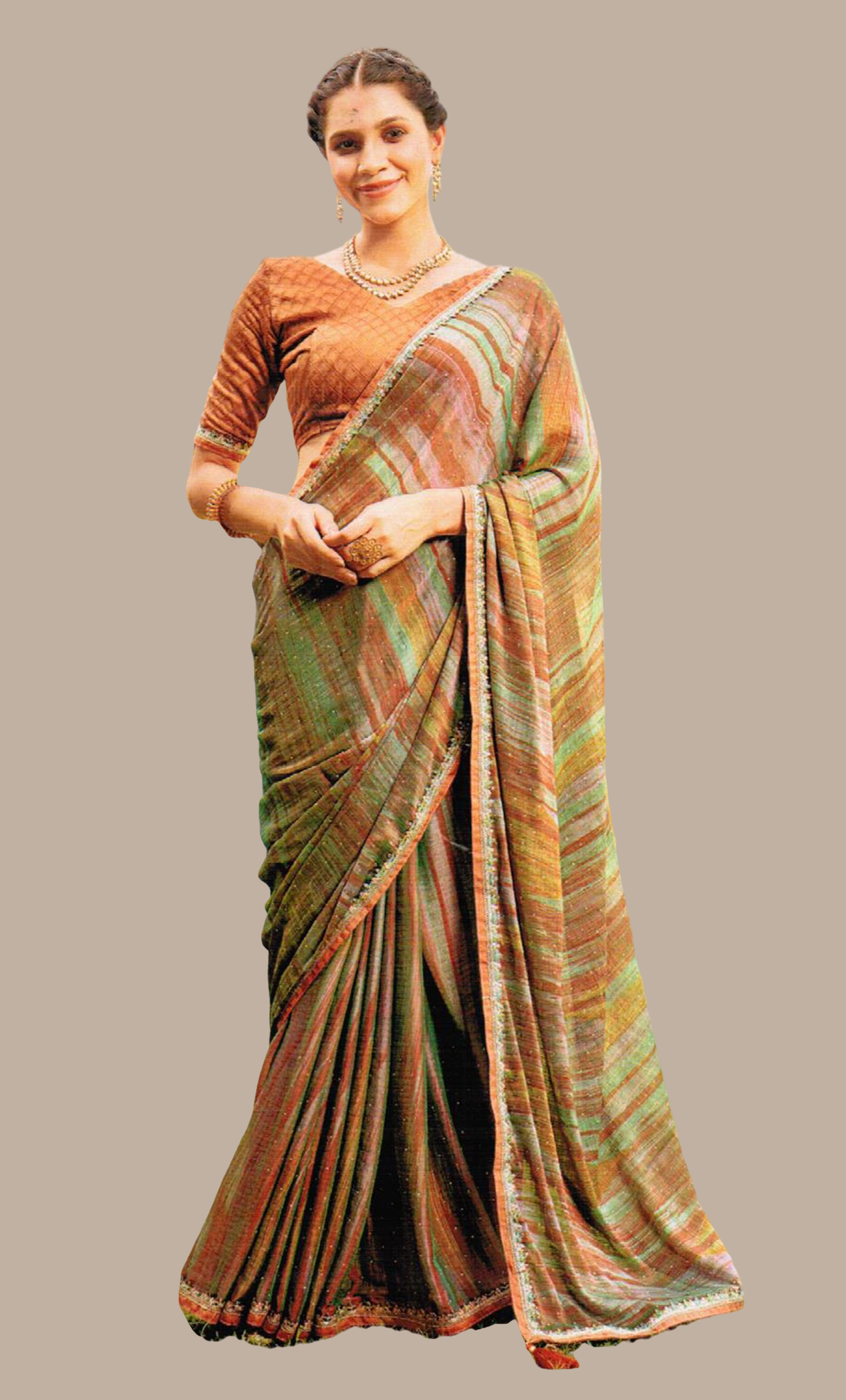 Deep Sea Green Printed Sari
