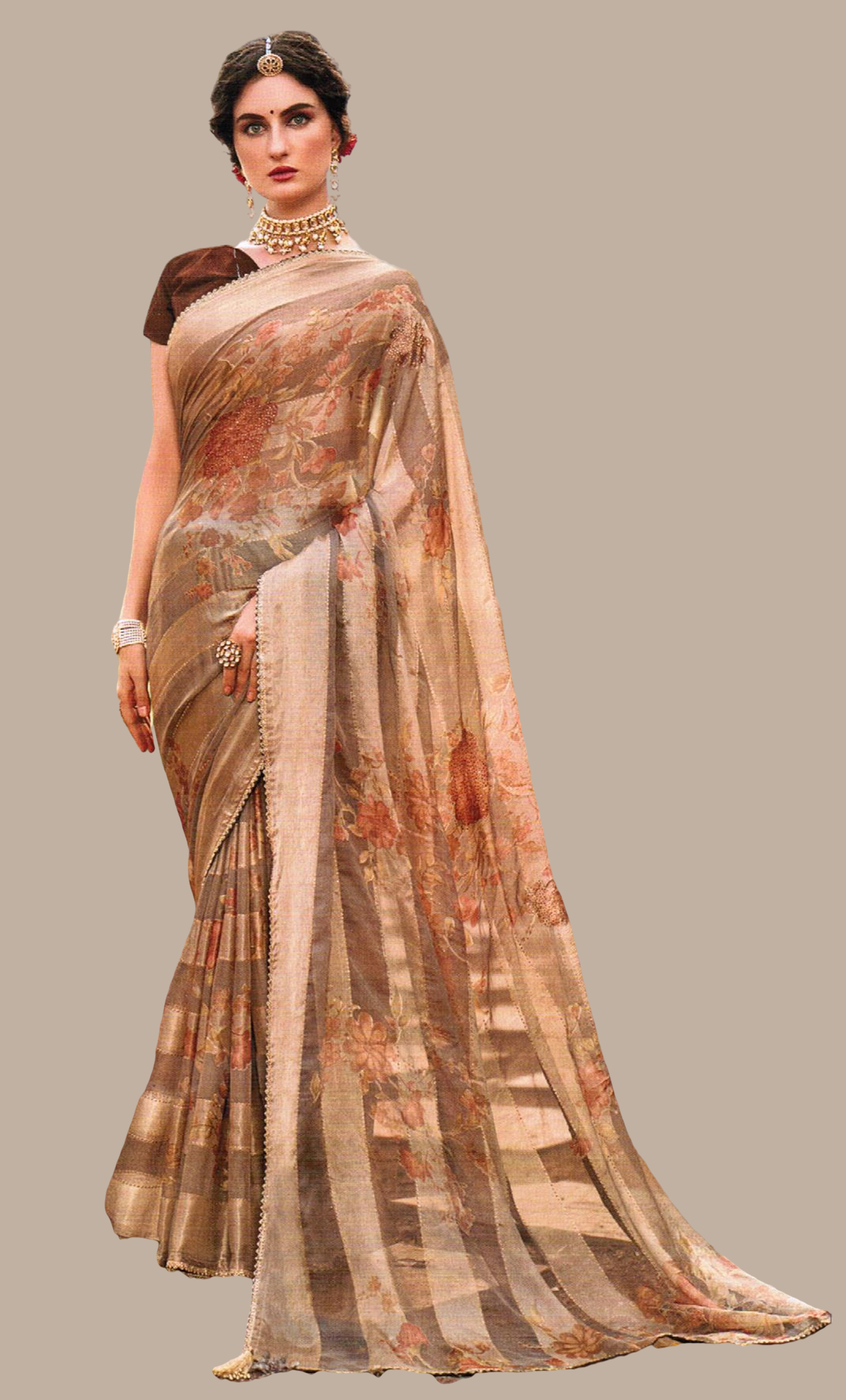 Blush Bronze Embroidered Sari