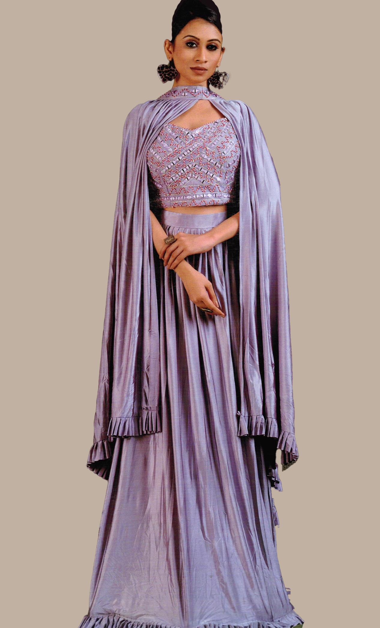 Lilac Ready Sari With Ready Made Blouse