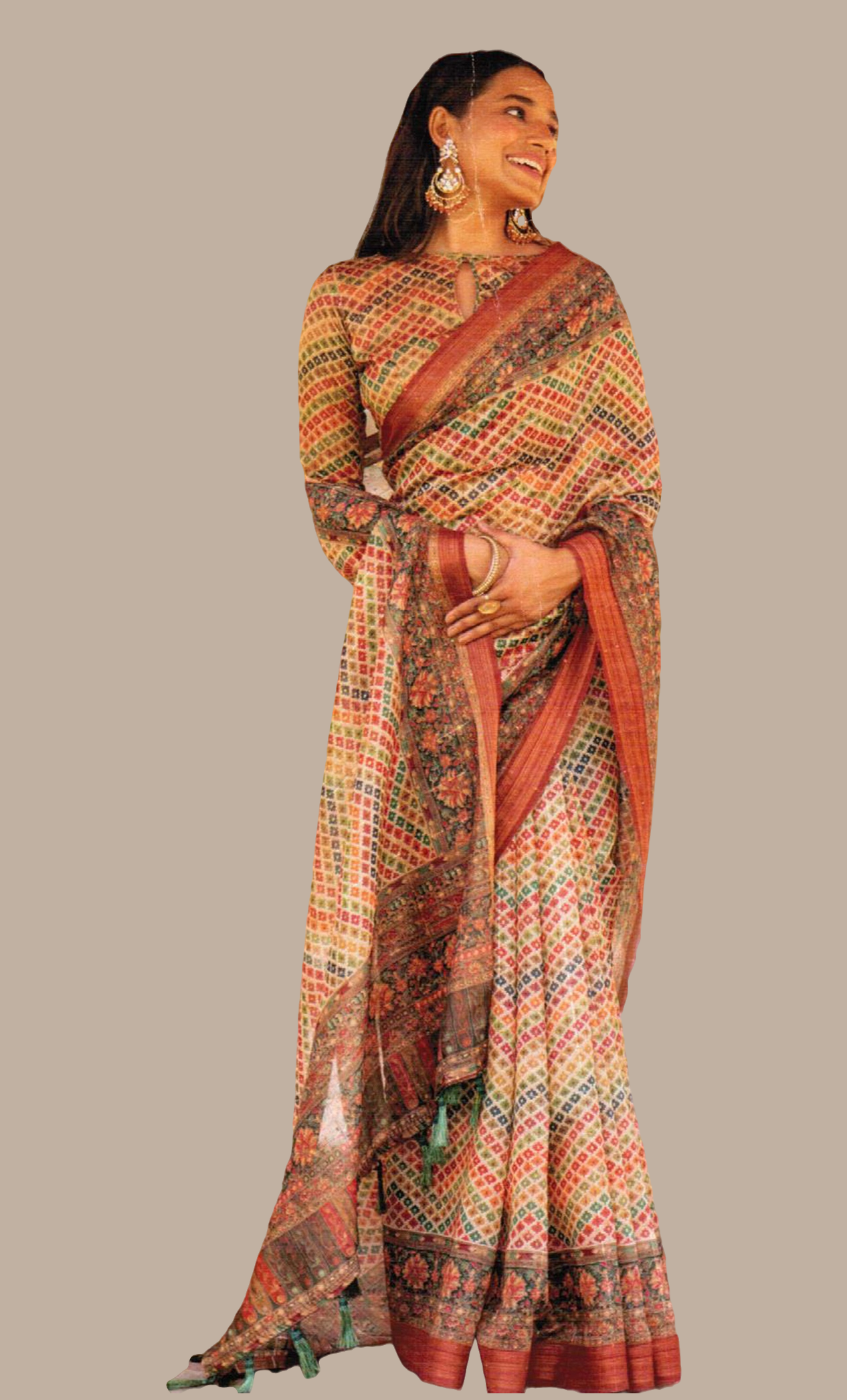 Olive Printed Sari