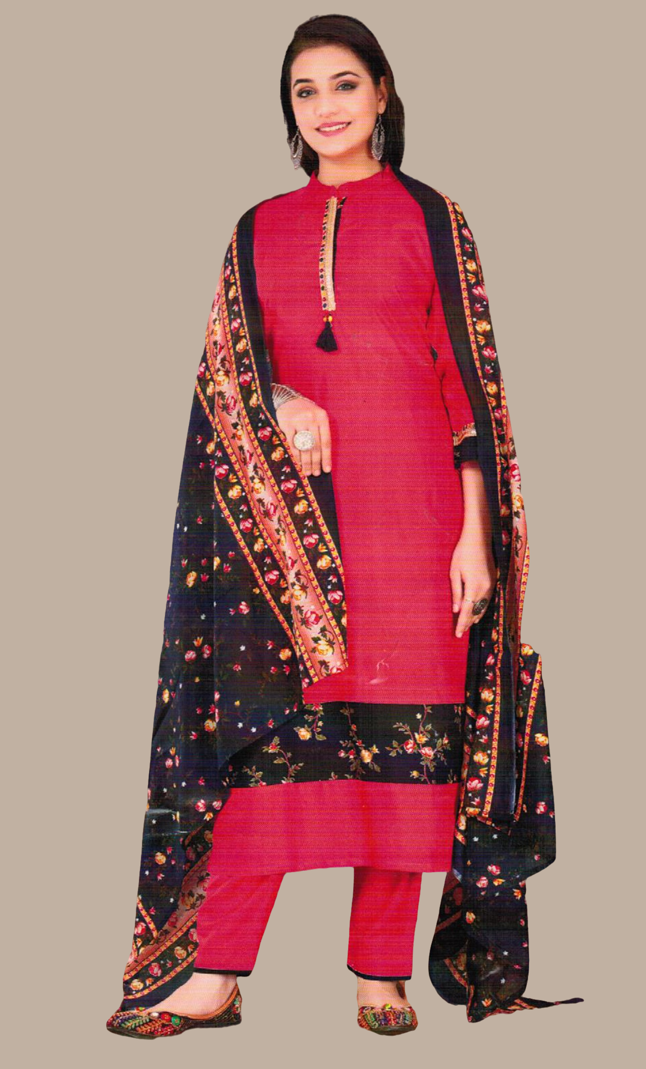 Deep Pink Embroidered Punjabi