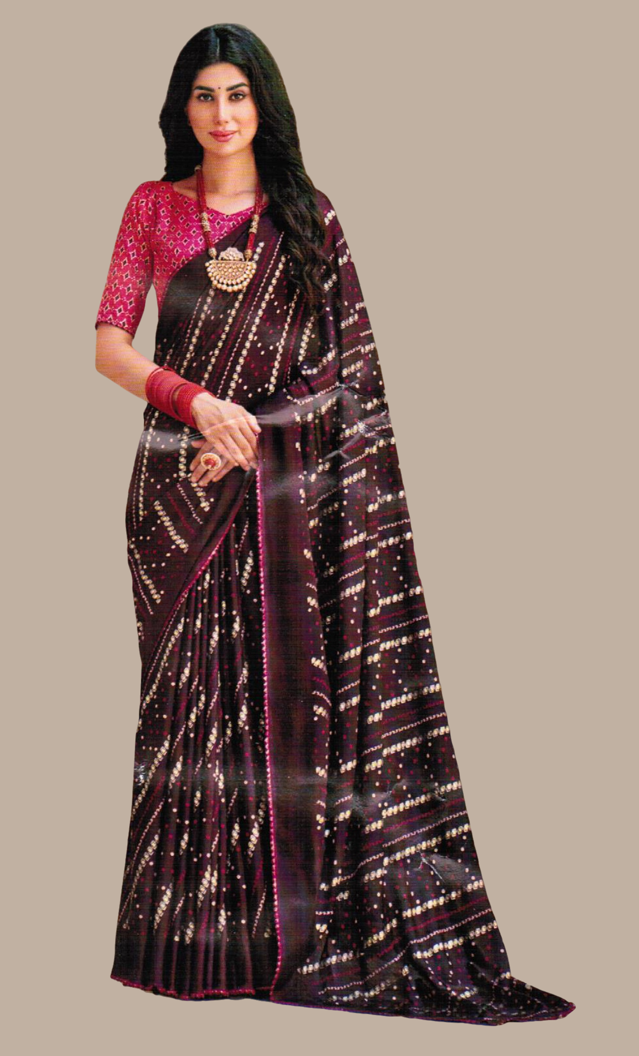 Plum Printed Sari