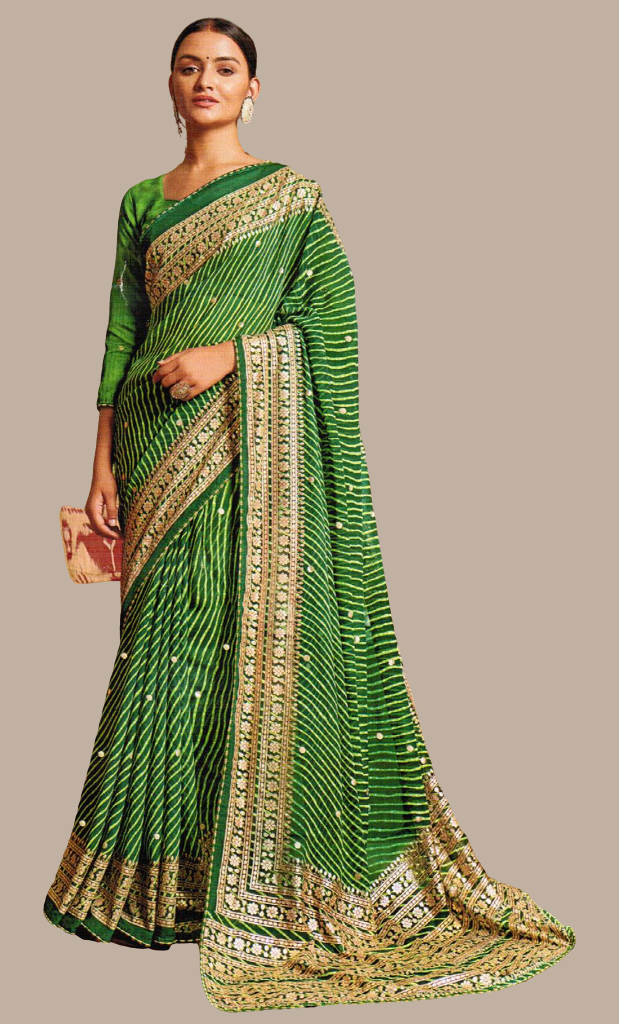 Deep Green Printed Sari