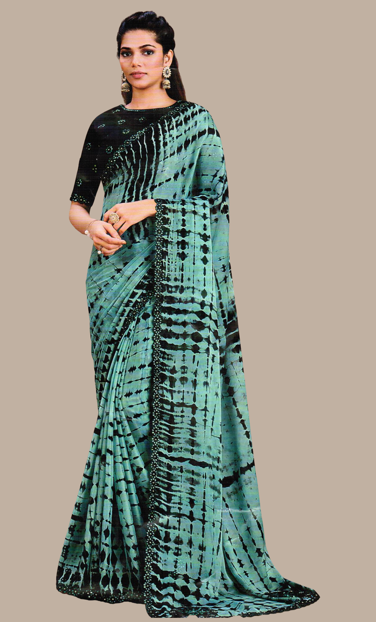Aqua Green Shaded Sari