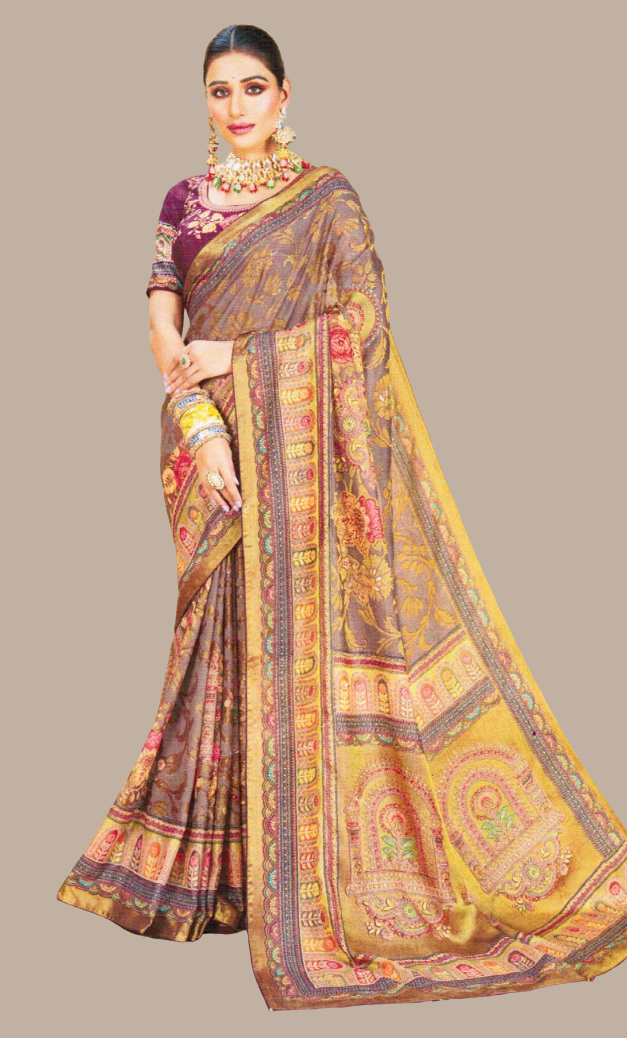 Plum Printed Sari