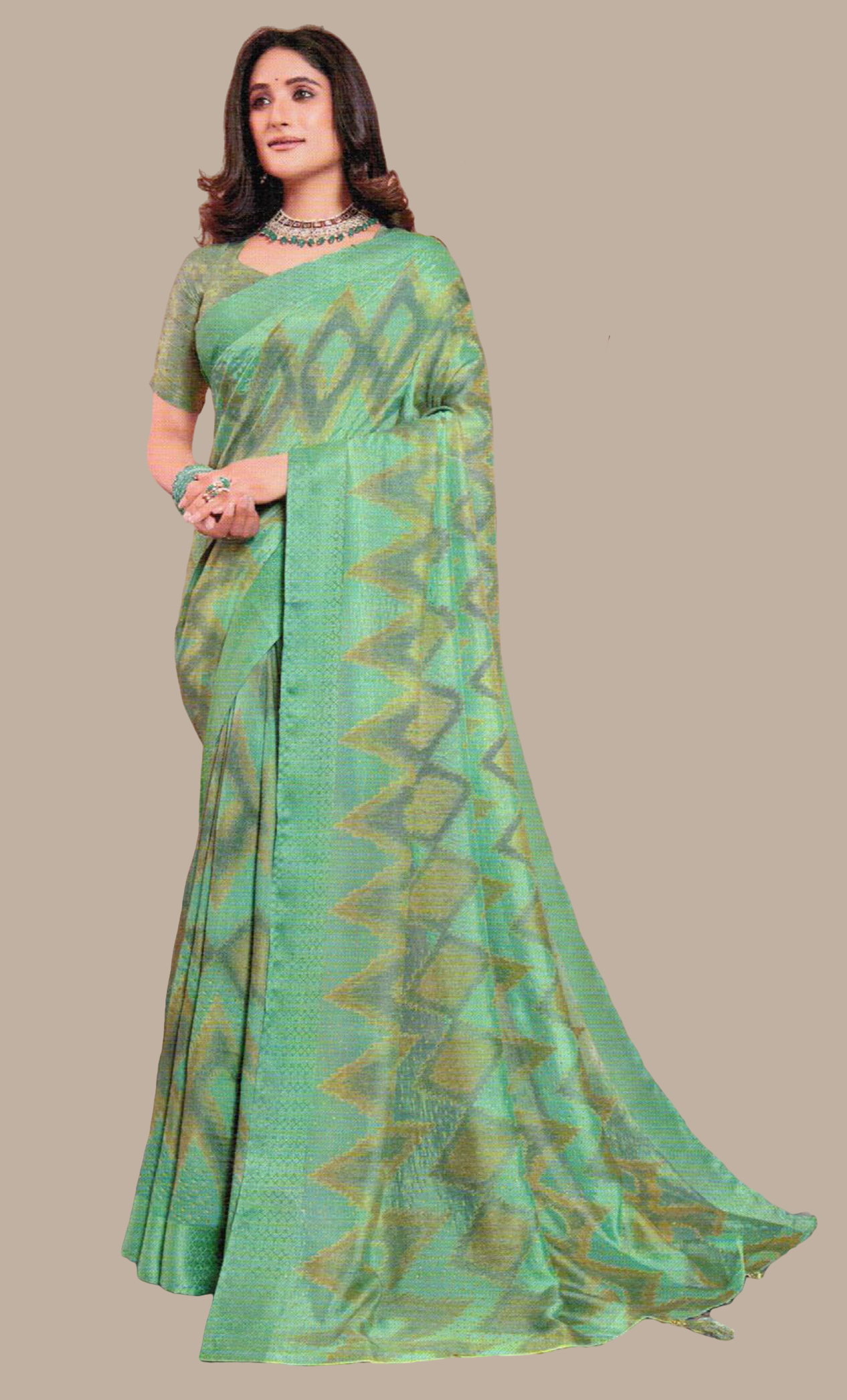 Deep Aqua Printed Sari