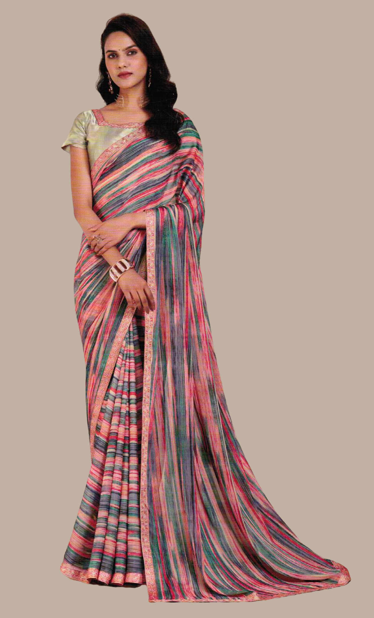 Multi-Colour Printed Sari