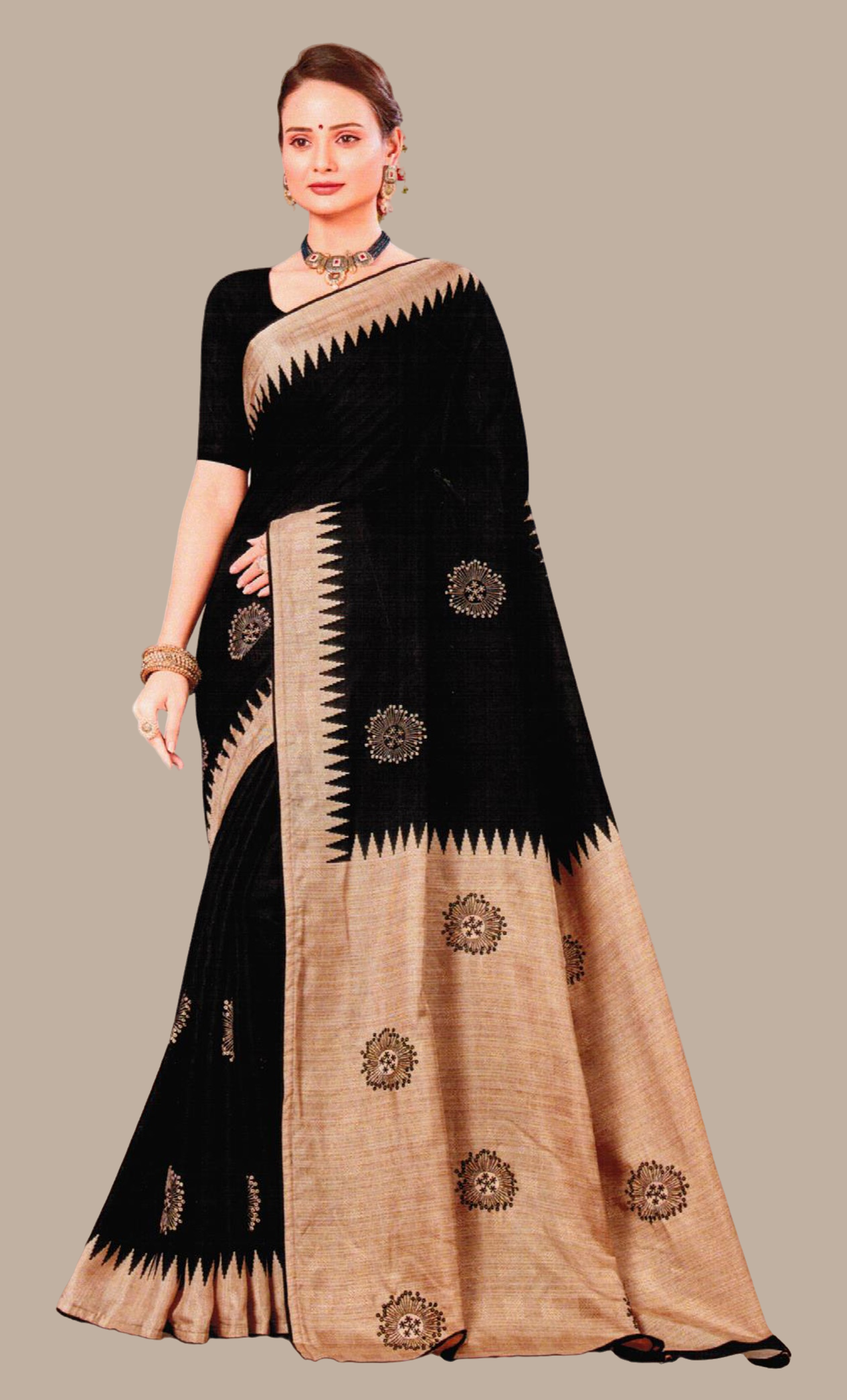 Black Embroidered Sari