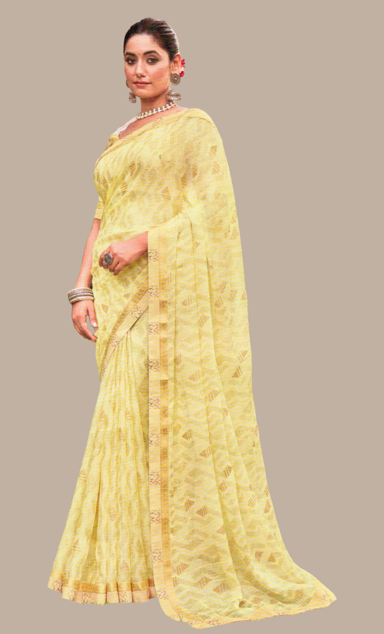 Lemon Printed Sari