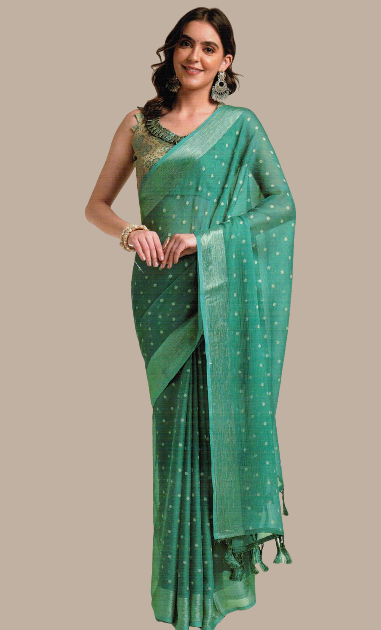 Pale Green Printed Sari