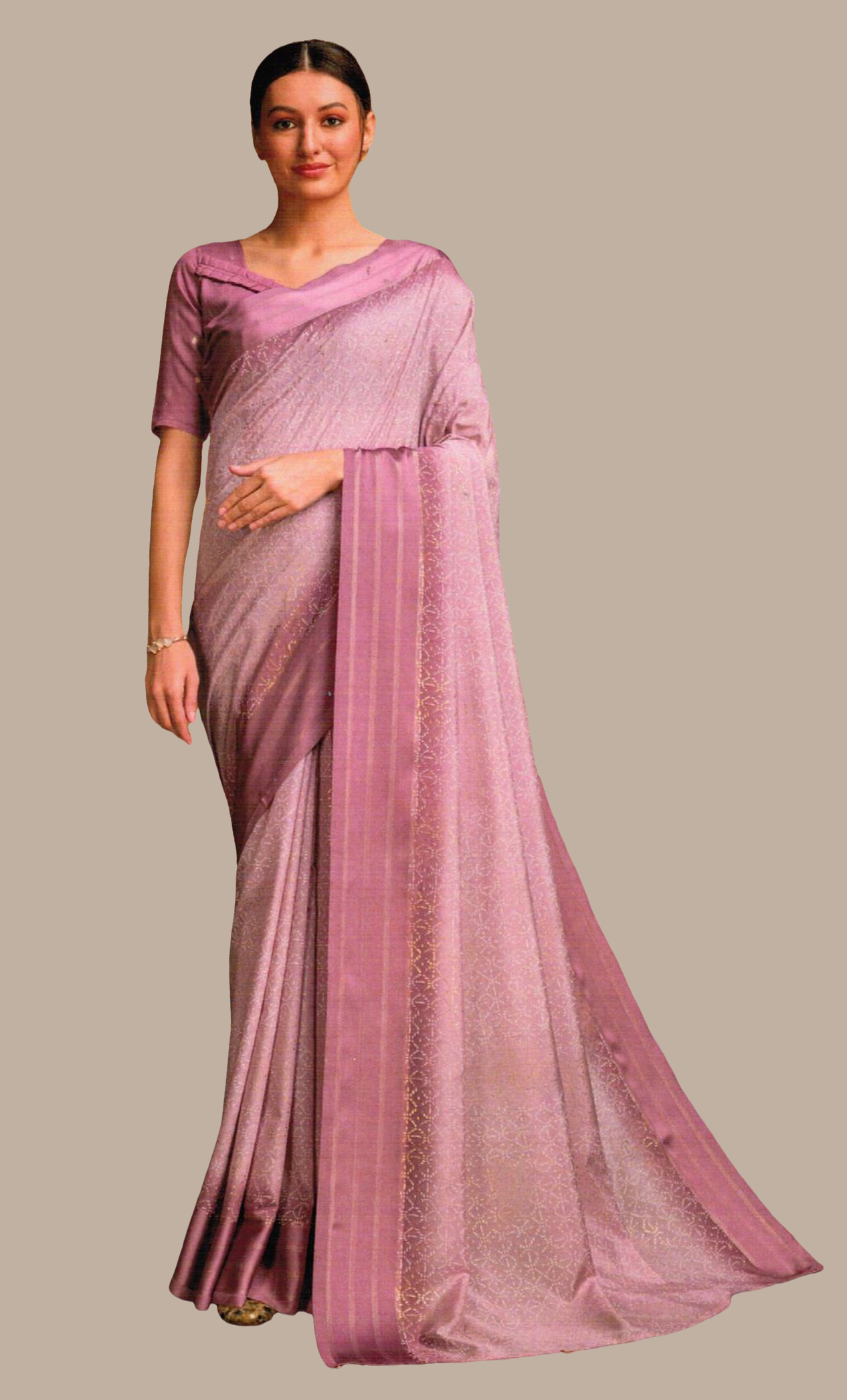 Dusty Mink Printed Sari