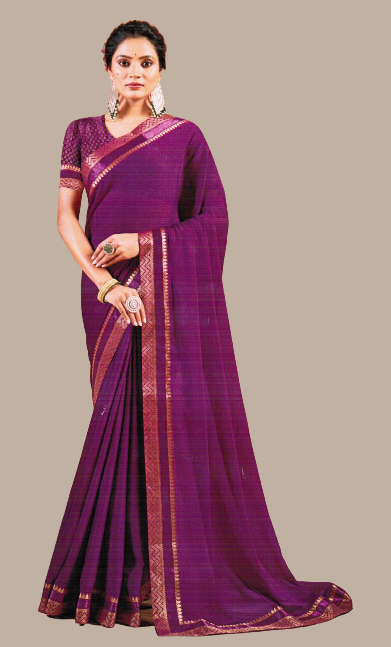 Deep Grape Border Sari