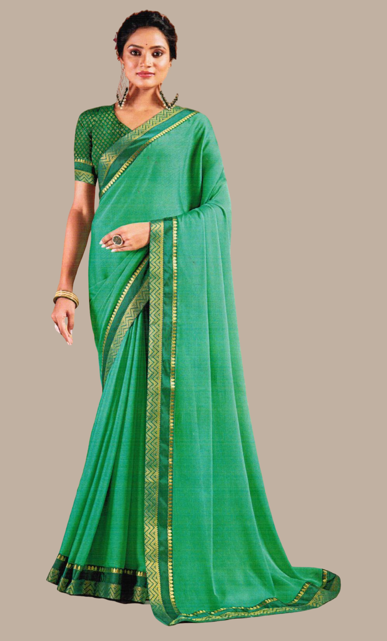 Green Border Sari