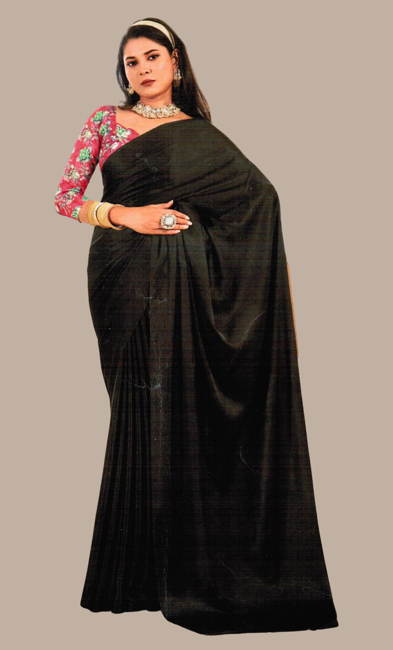 Black Plain Sari