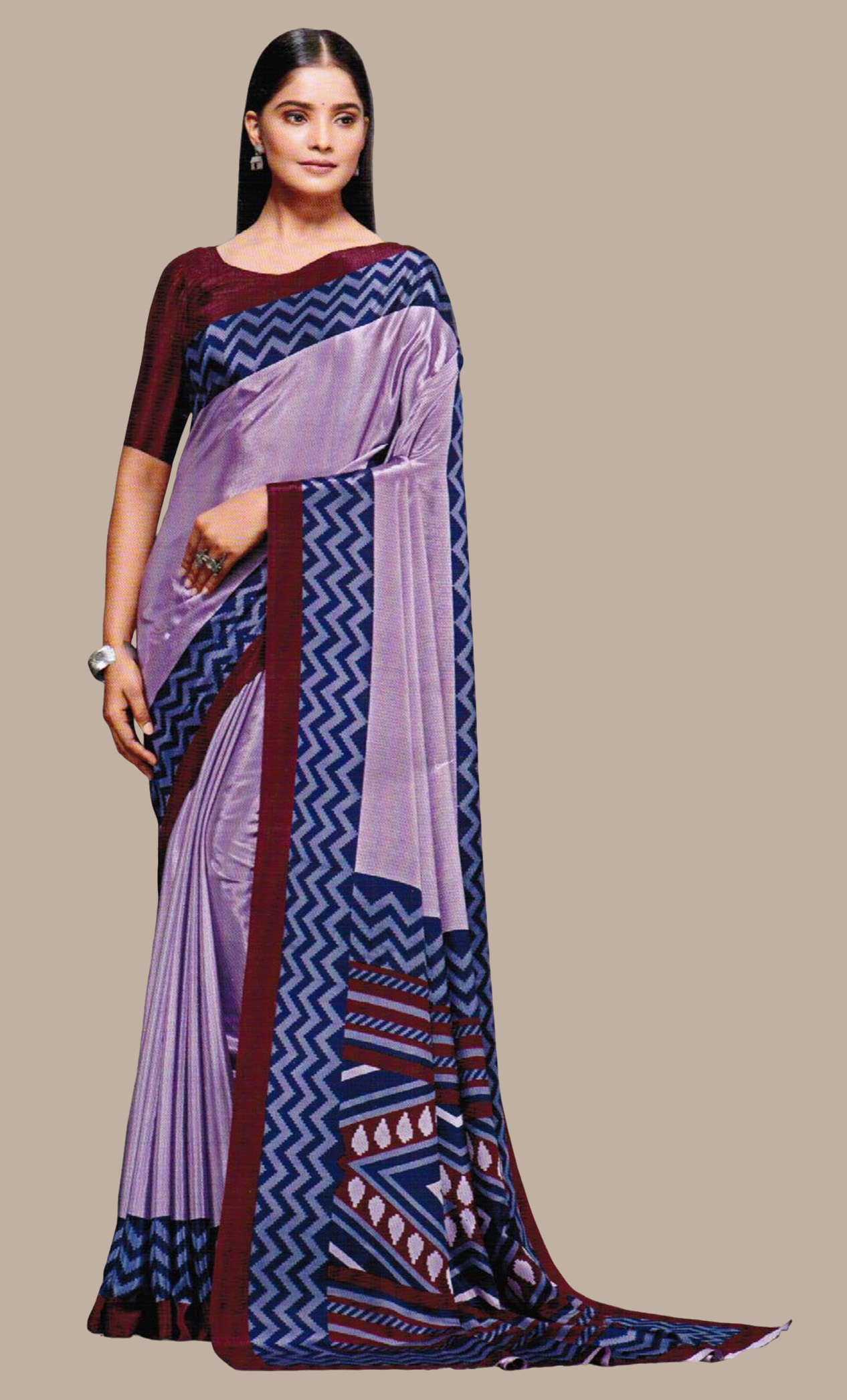 Lilac Printed Sari