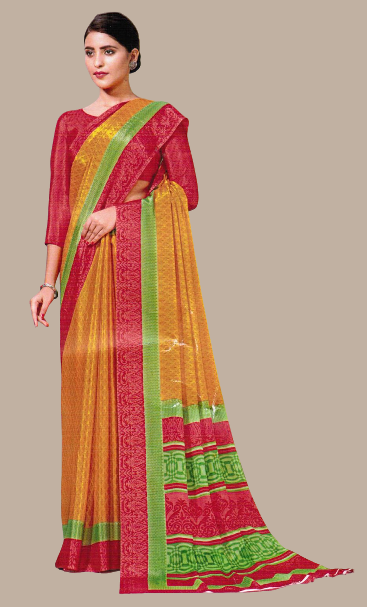 Mustard Printed Sari