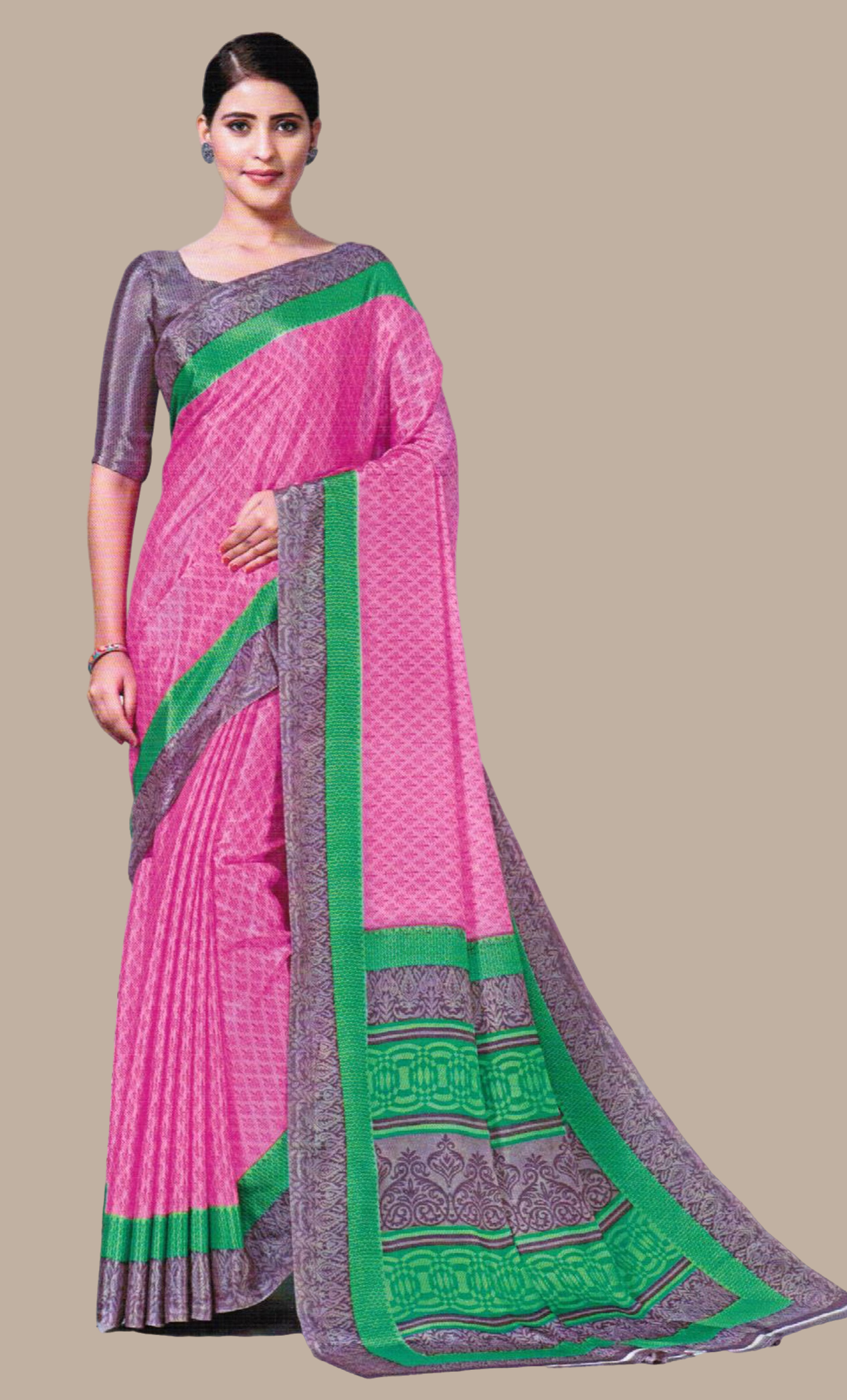 Pink Printed Sari