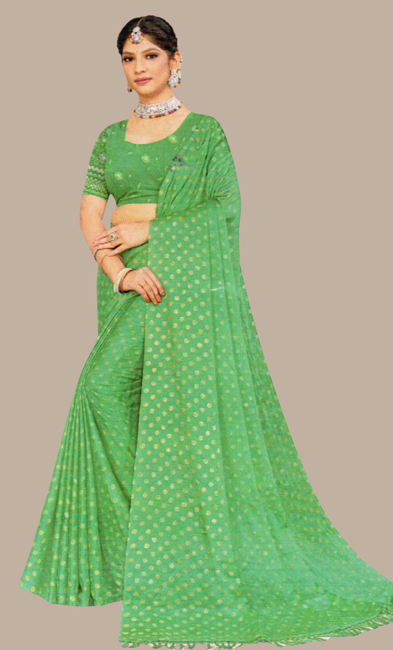 Mint Green Embroidered Sari