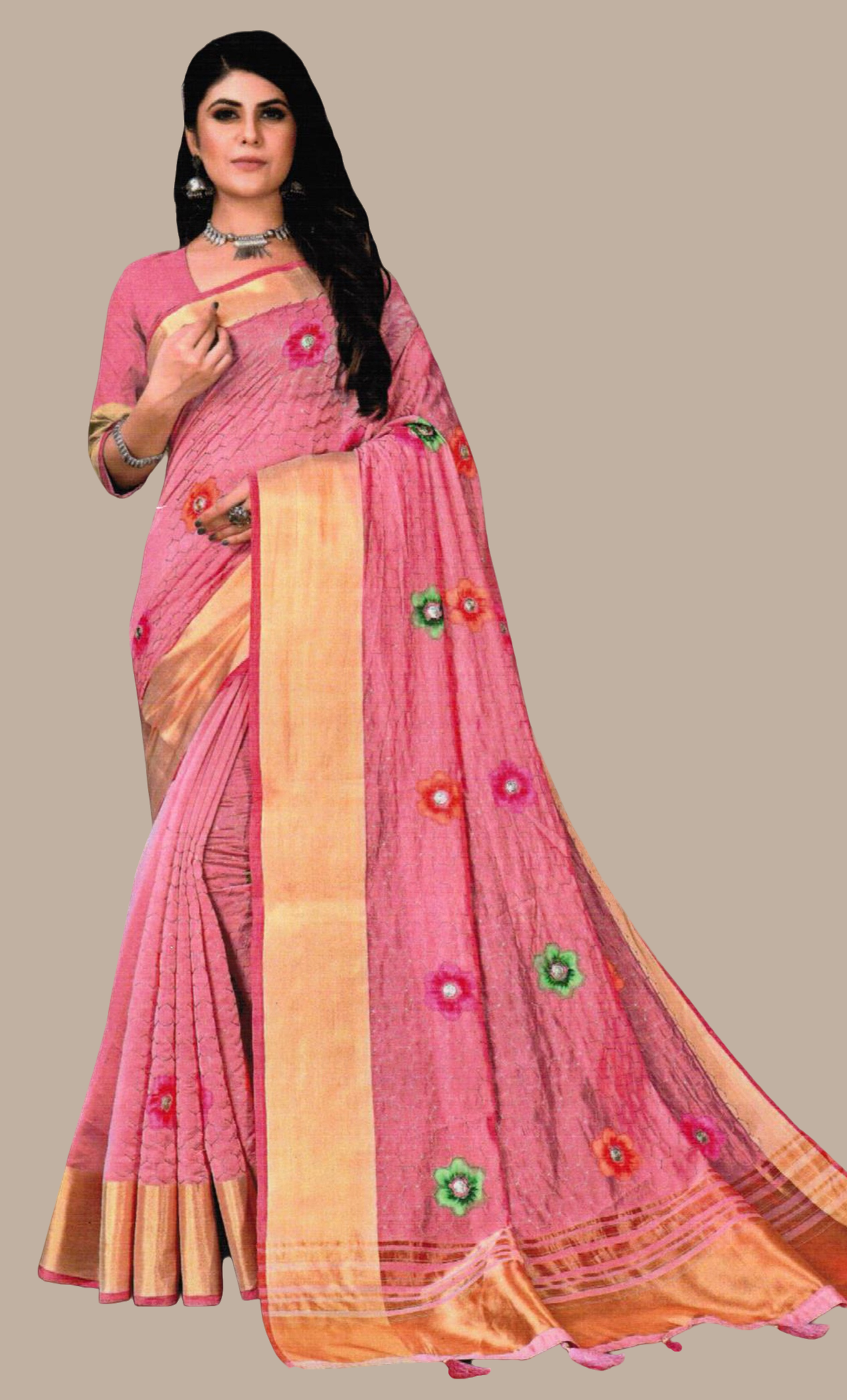 Deep Mink Art Silk Sari