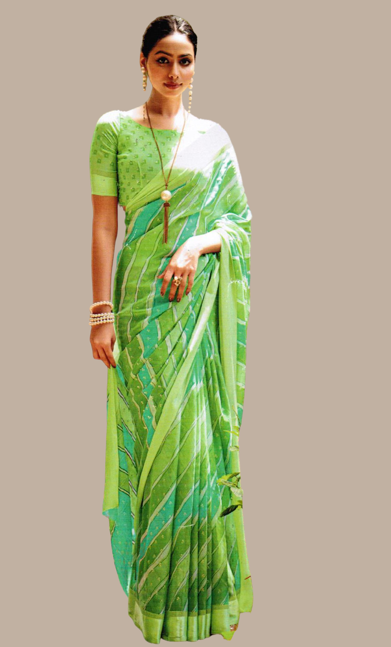 Mint Green Printed Sari