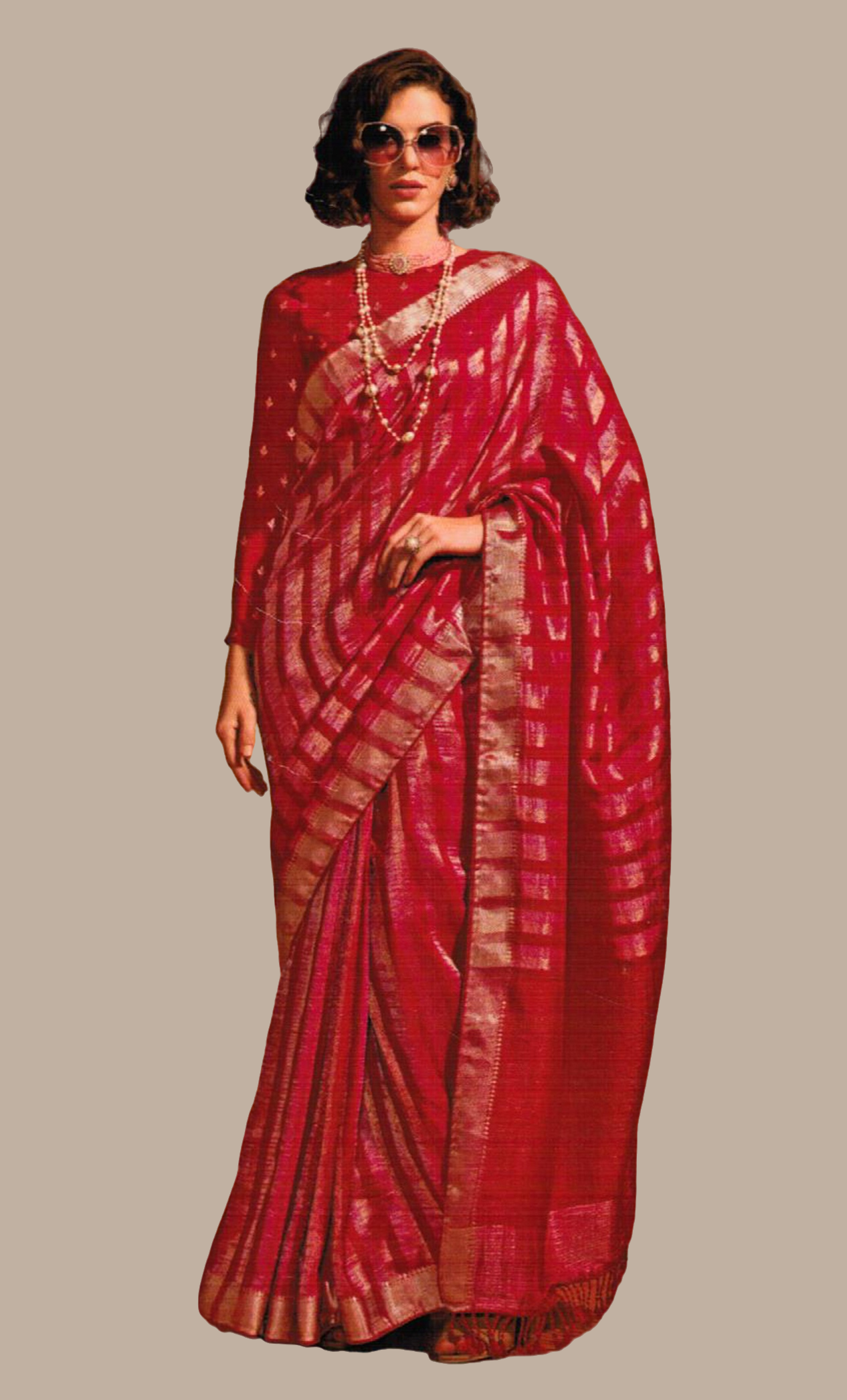 Dark Cerise Woven Art Silk Sari