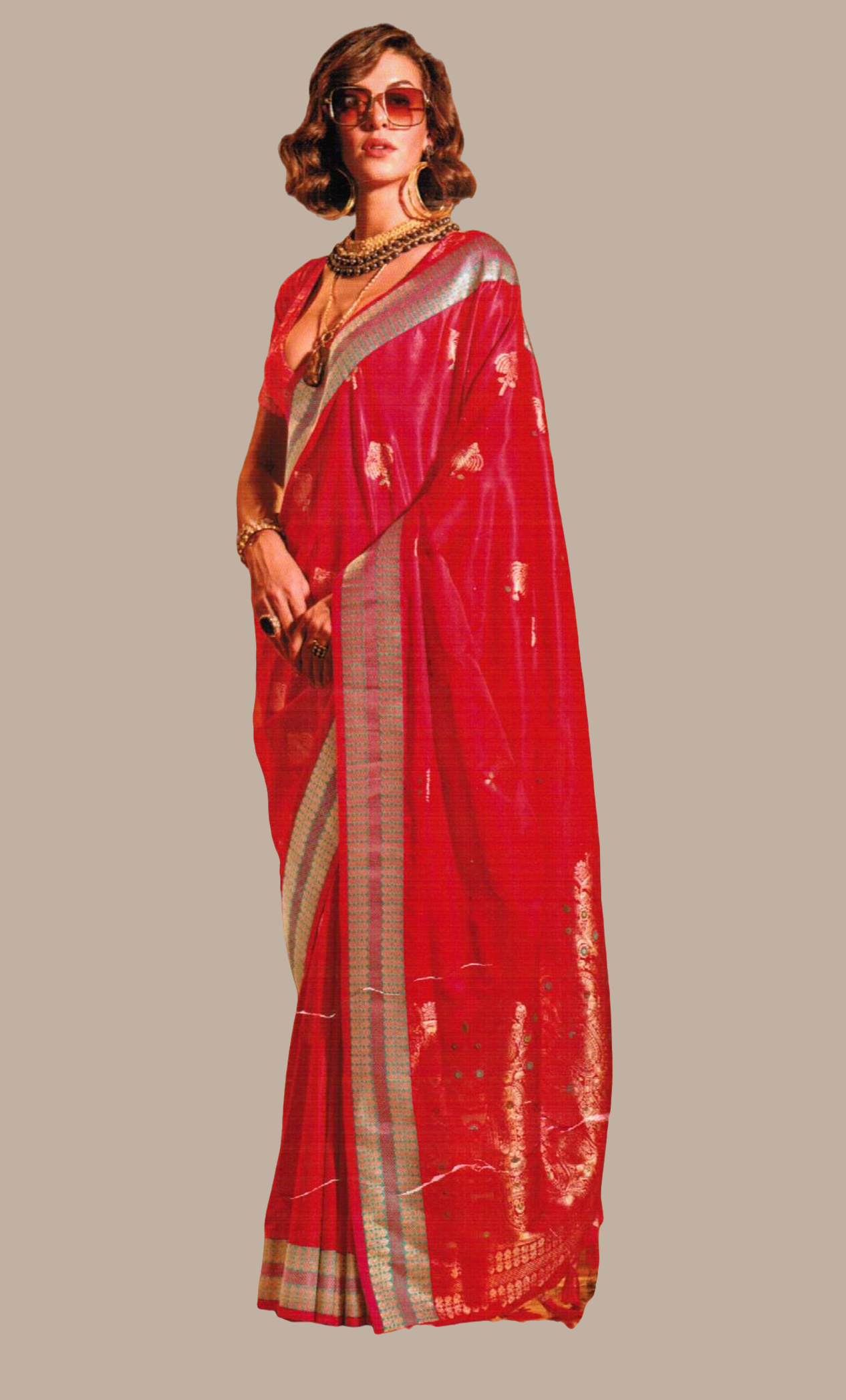 Dark Cerise Woven Art Silk Sari