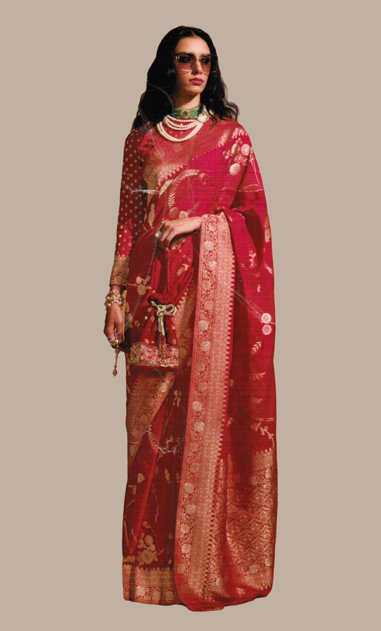 Deep Cerise Woven Art Silk Sari