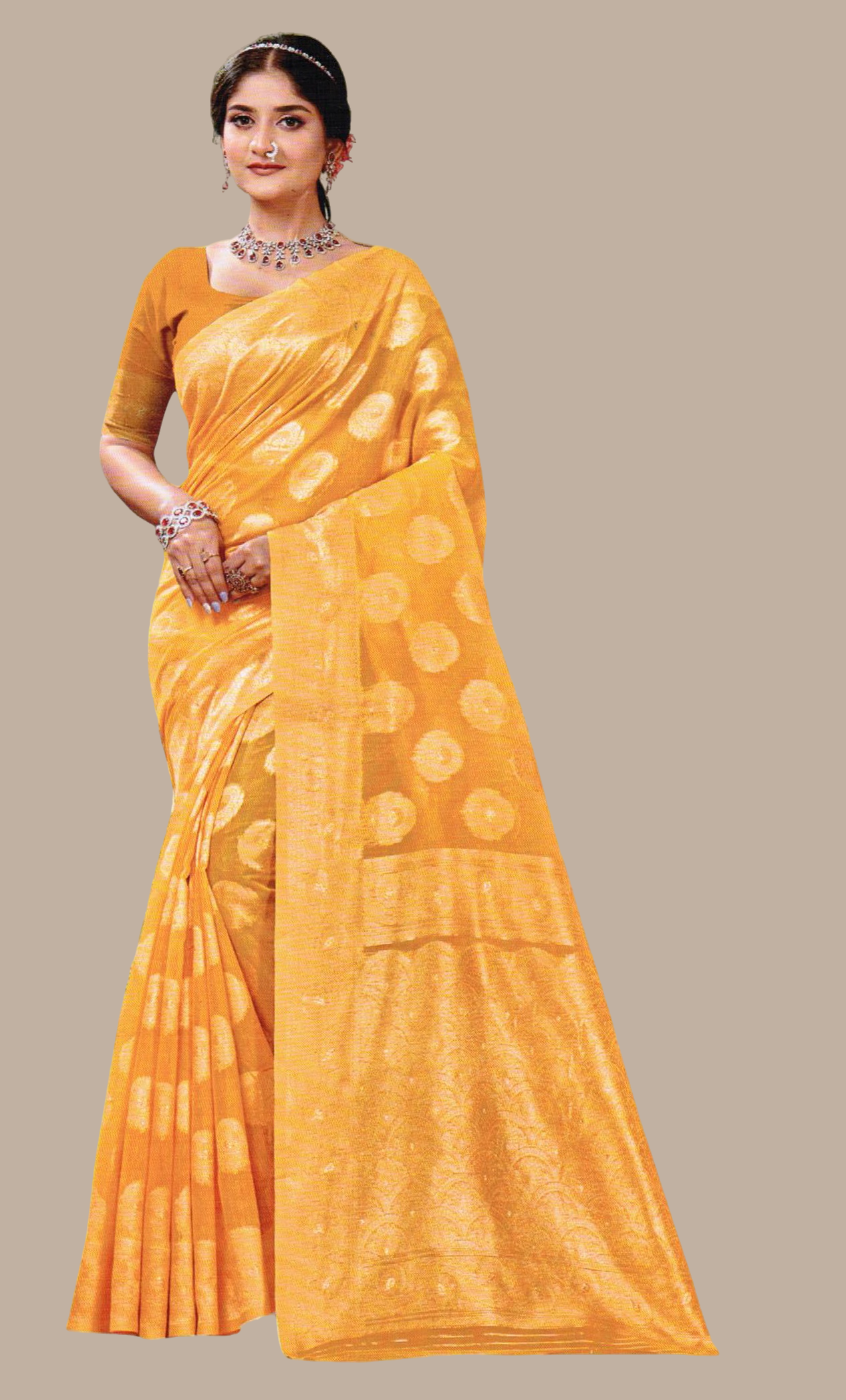 Mustard Woven Art Silk Sari