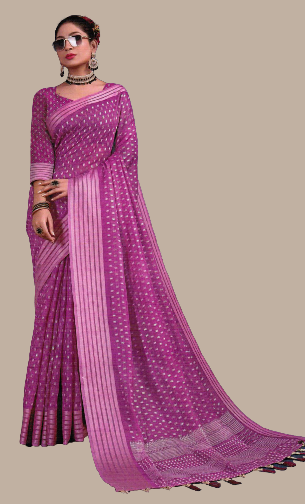 Plum Woven Sari