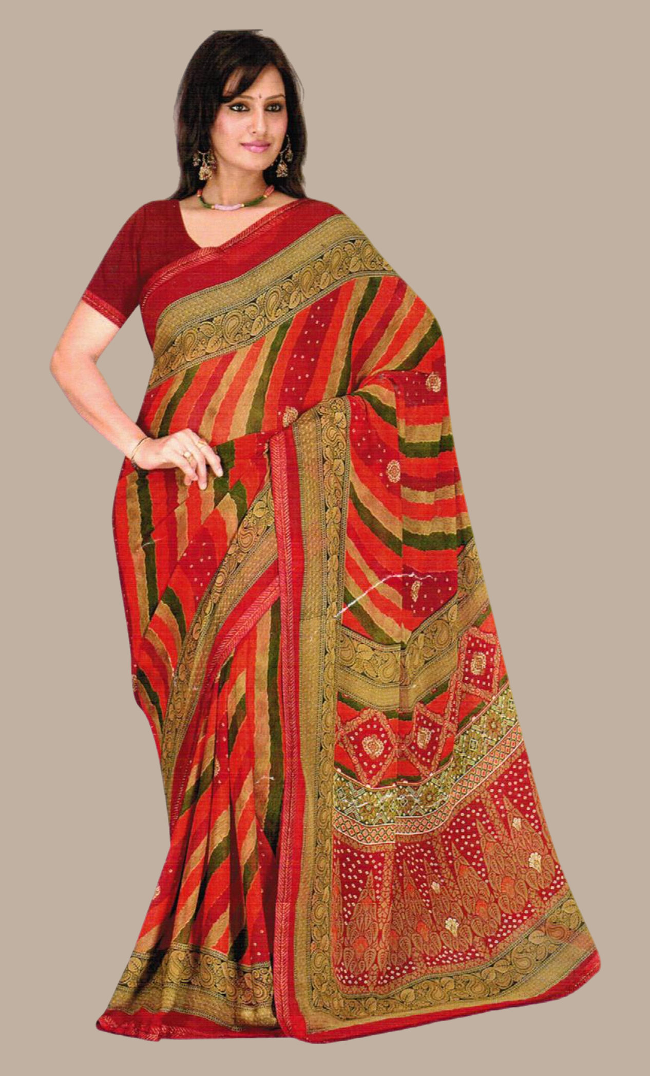 Cerise Printed Sari