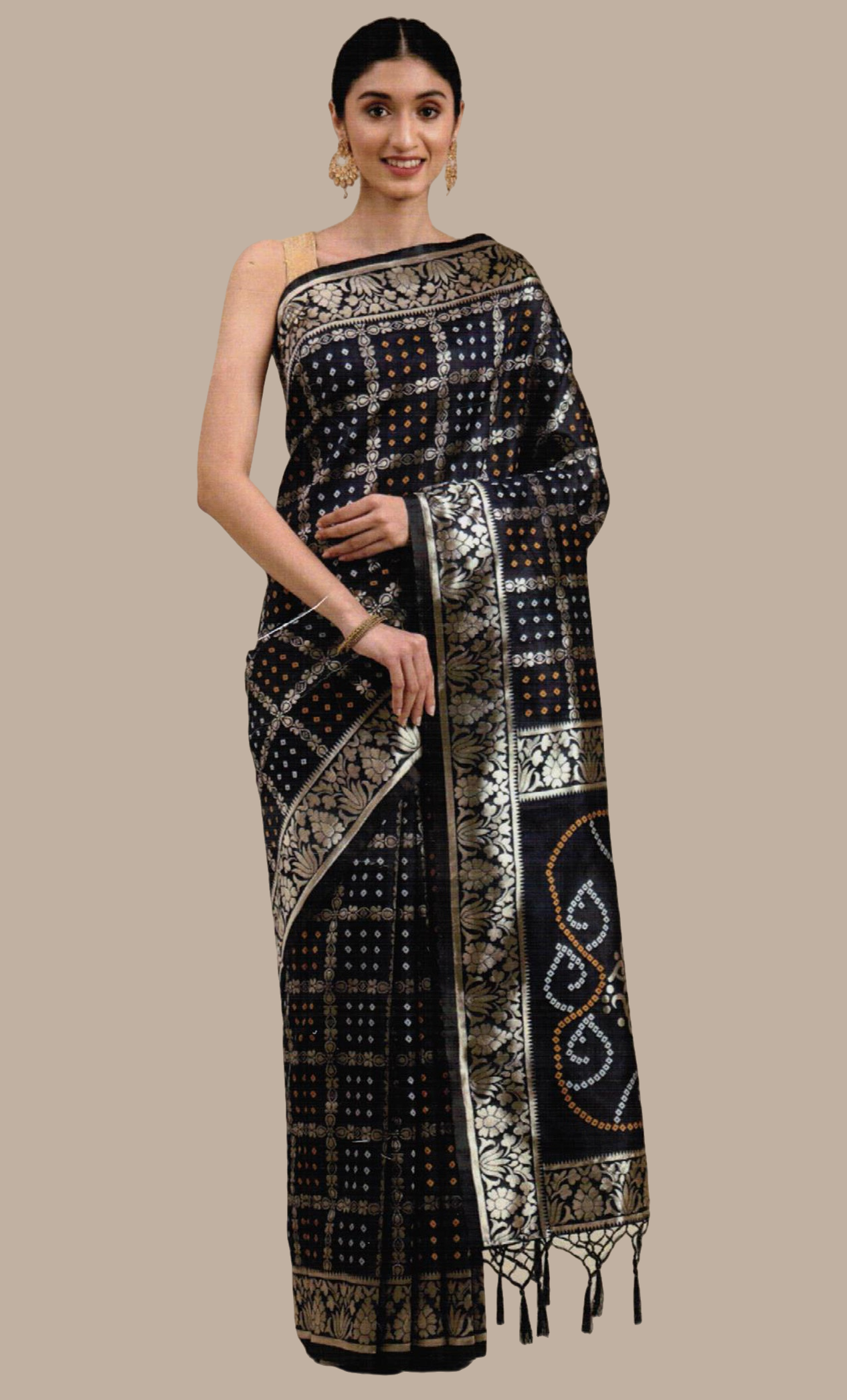 Navy Woven Art Silk Sari