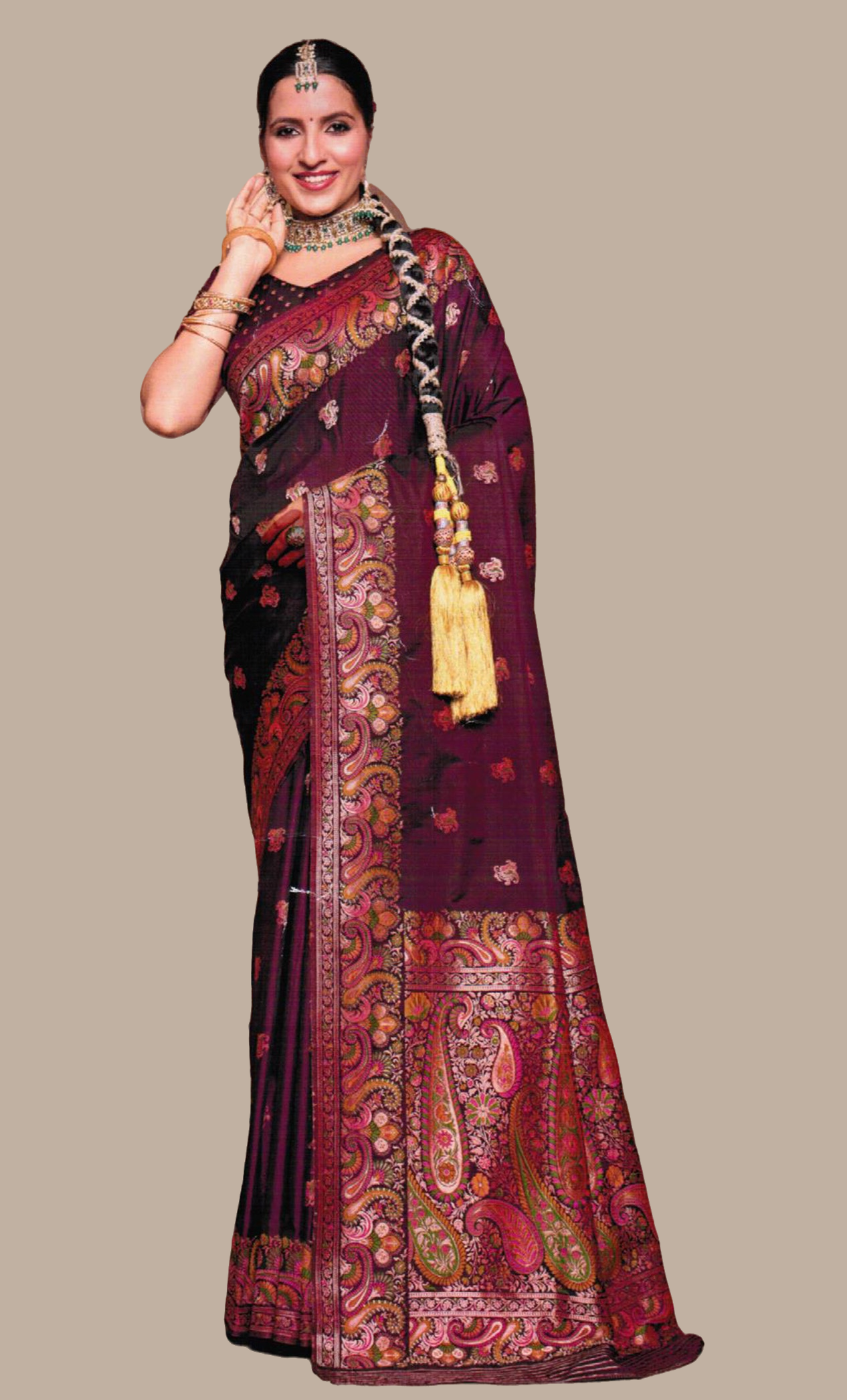 Dark Grape Woven Art Silk Sari