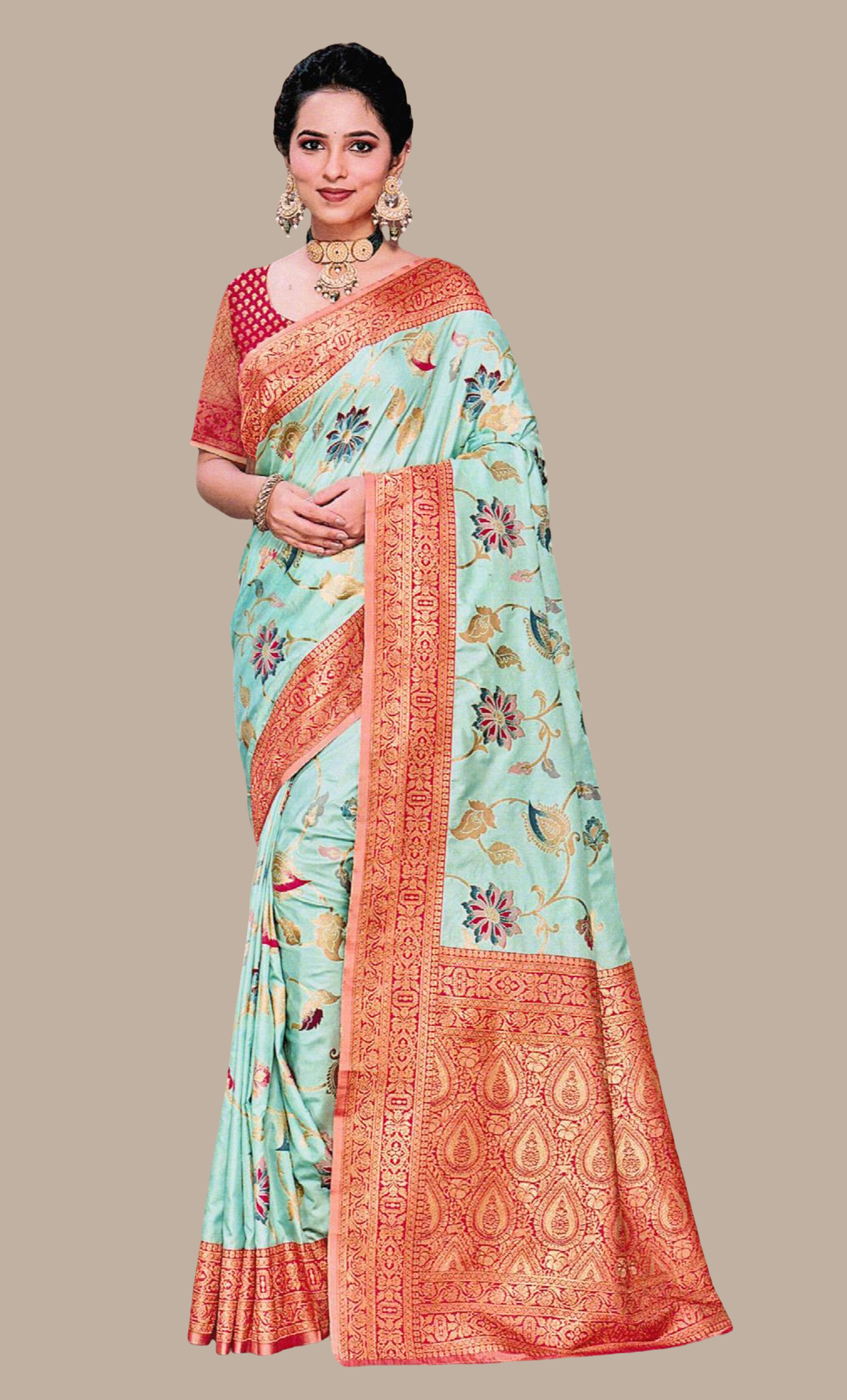 Pastel Blue Woven Art Silk Sari