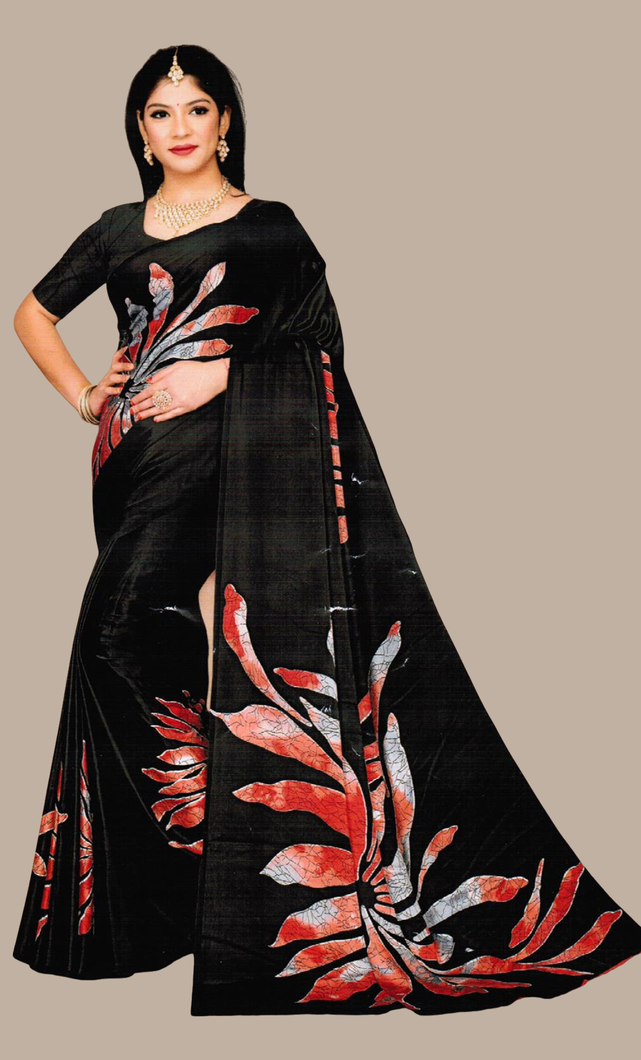 Black Printed Sari