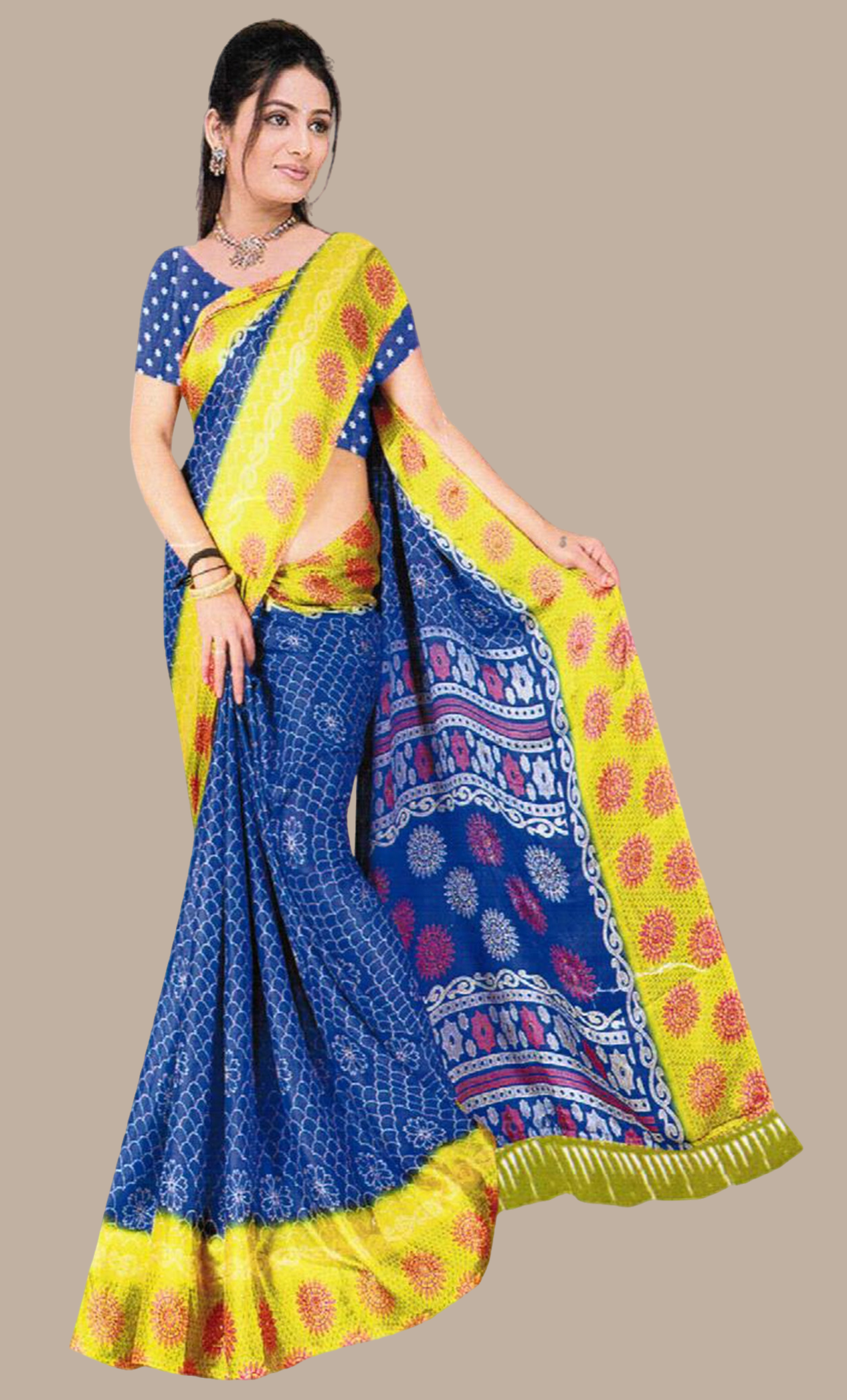 Royal Blue Printed Sari