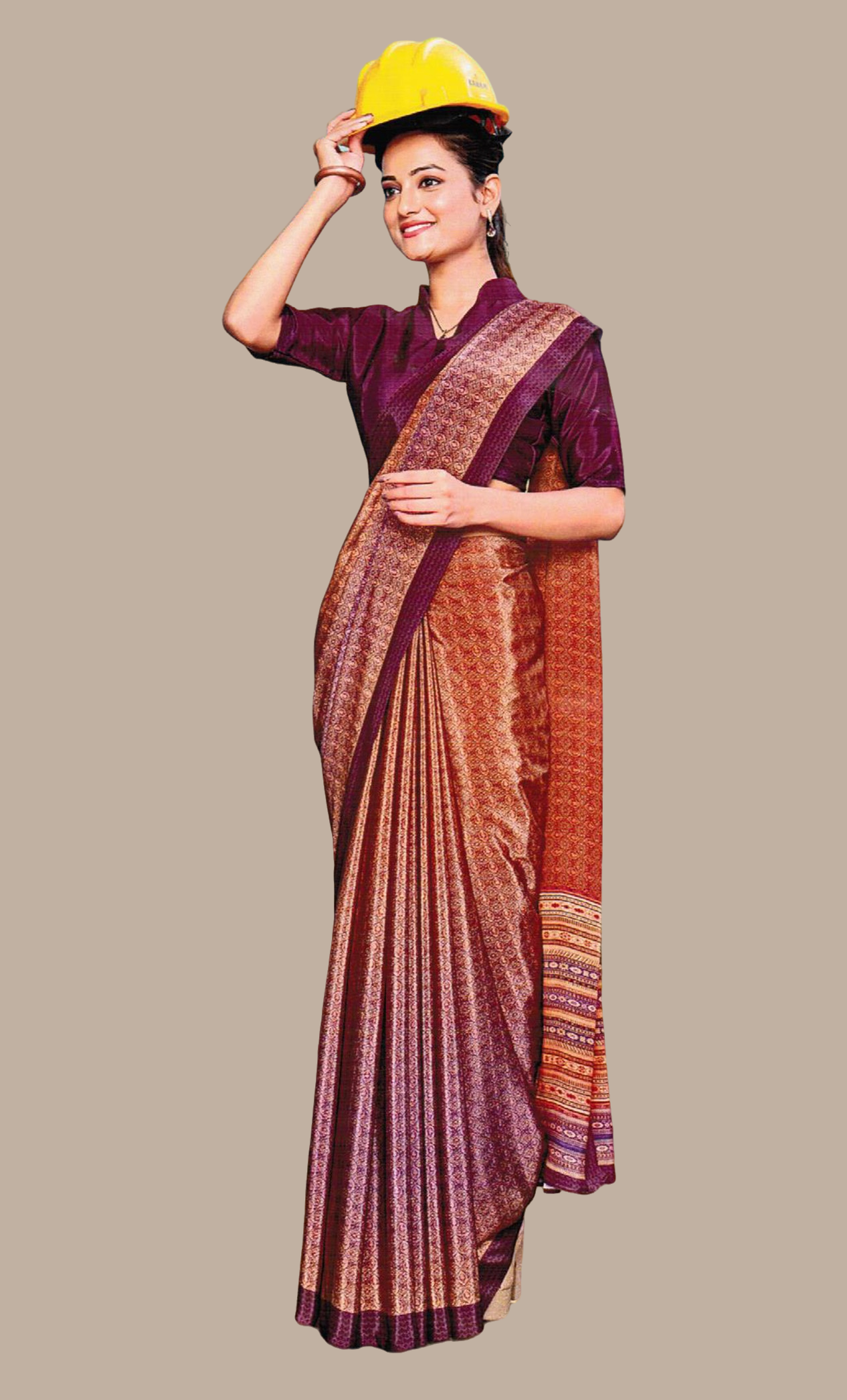 Plum Printed Sari