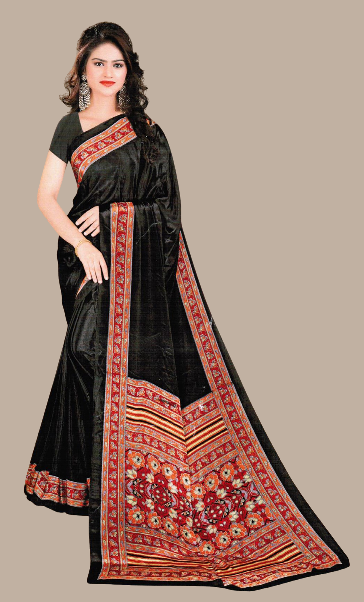 Black Printed Sari