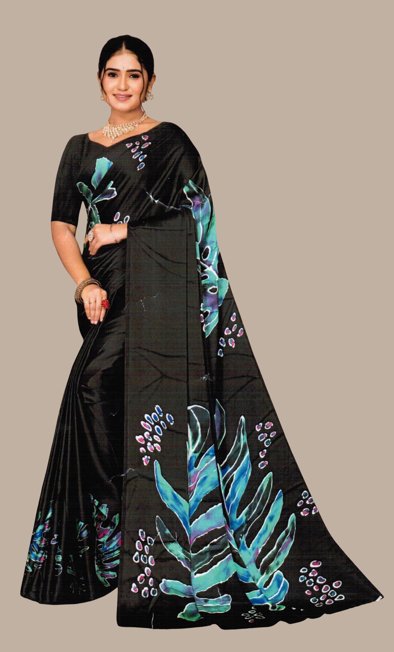 Black Printed Sari