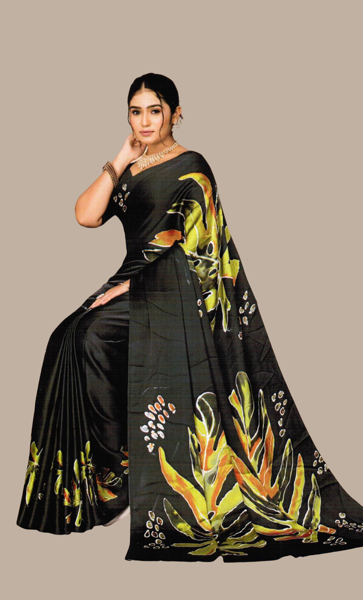 Black Printed Sari