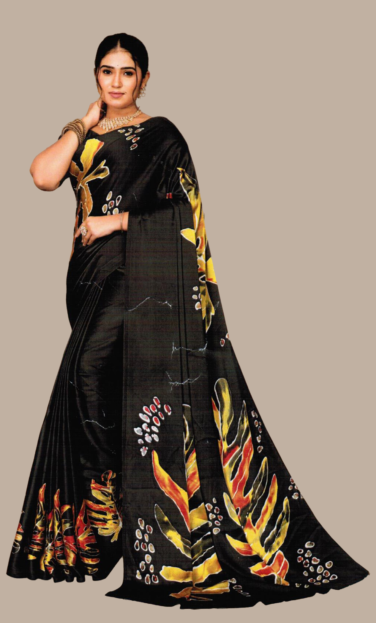 Black Printed Sari