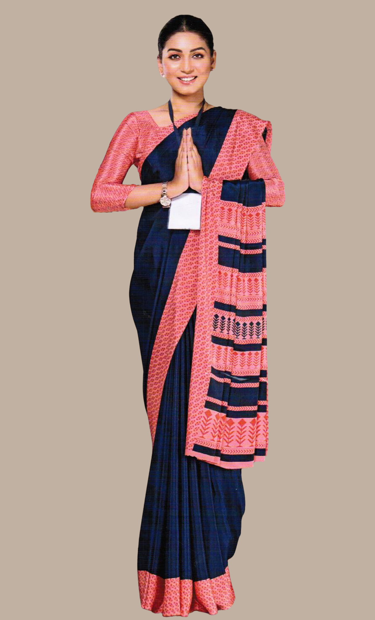 Navy Printed Sari