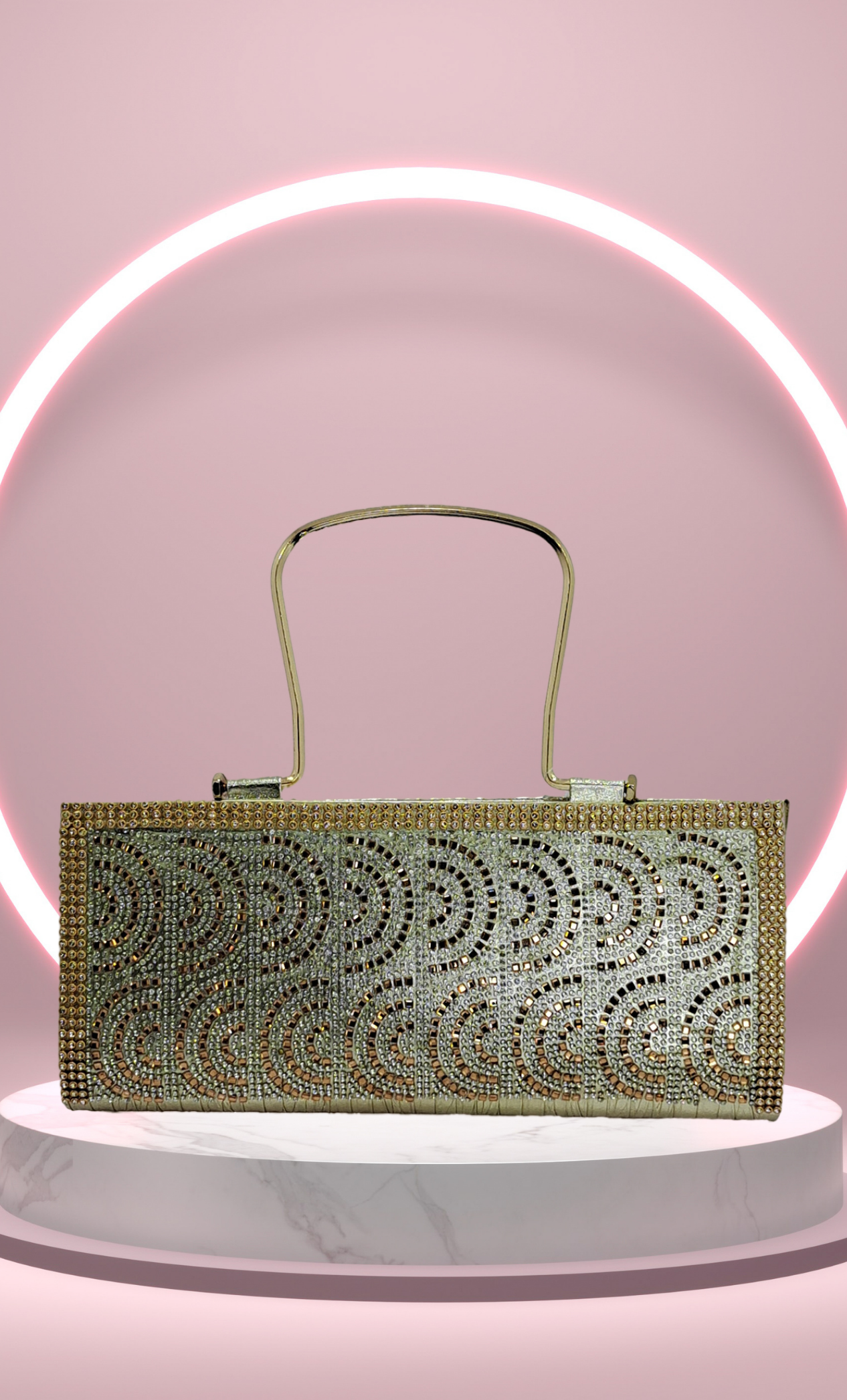 Light Gold Stonework Handbag