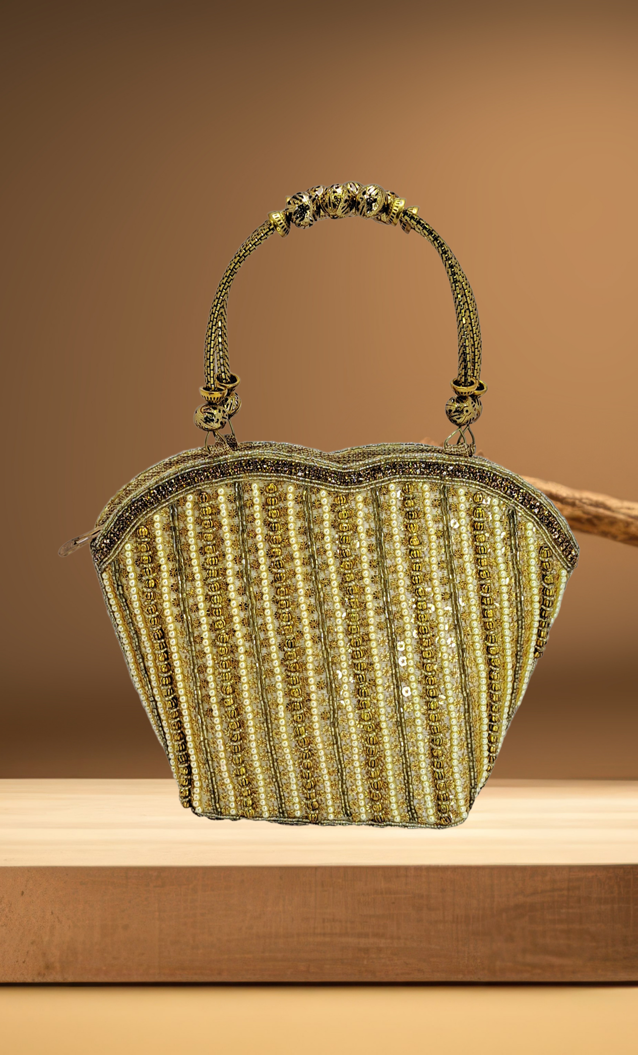 Gold Embroidered Handbag