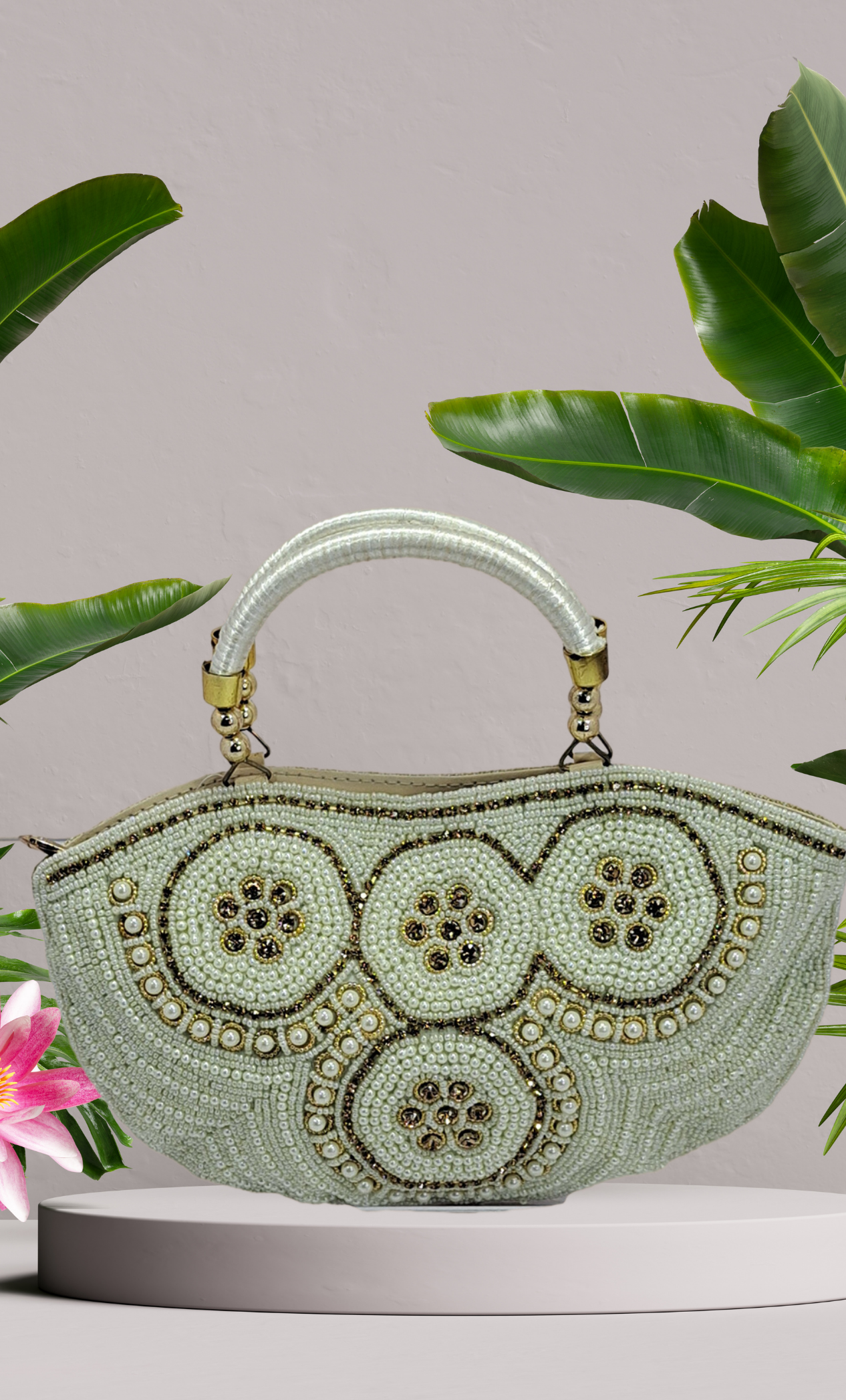 Pearl Work Embroidered Handbag