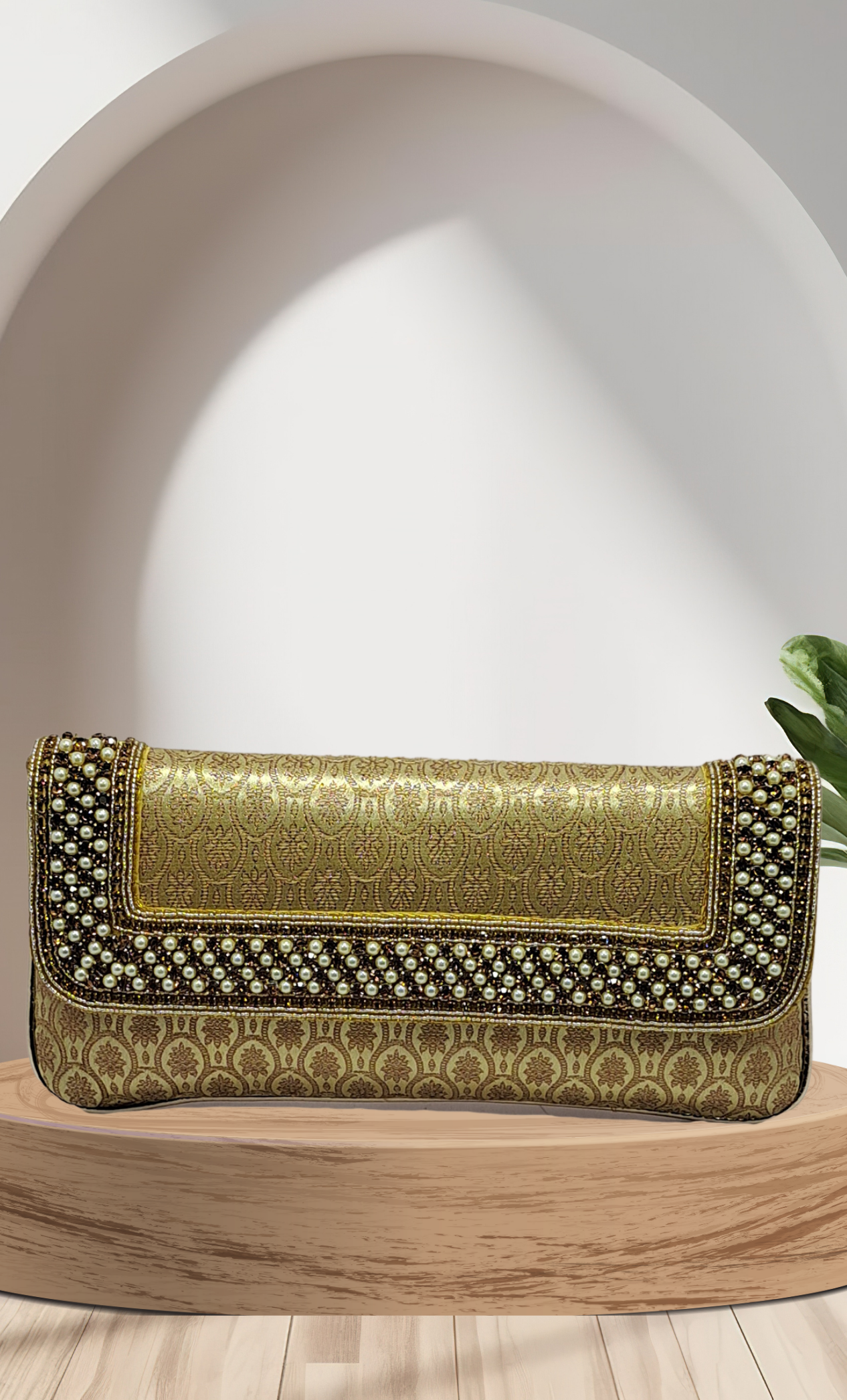 Gold Embroidered Clutch