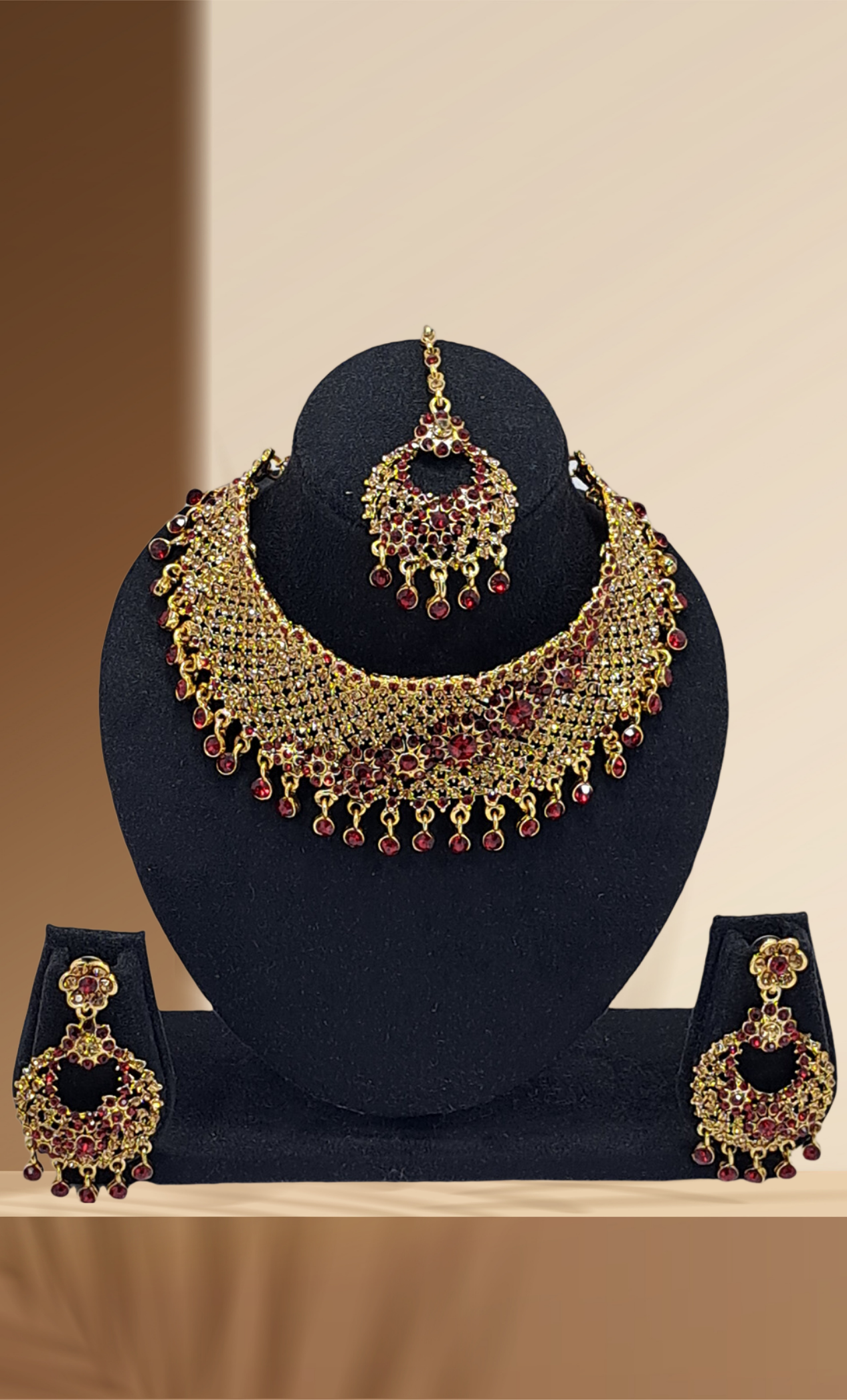 Deep Maroon Stone Work Chocker Set