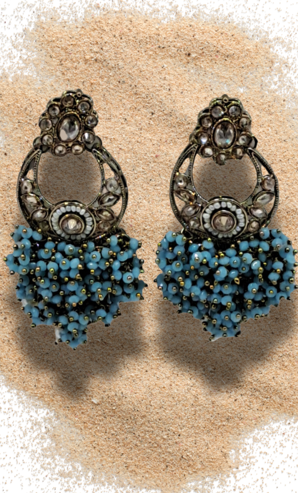 Pastel Blue Beadwork Earrings